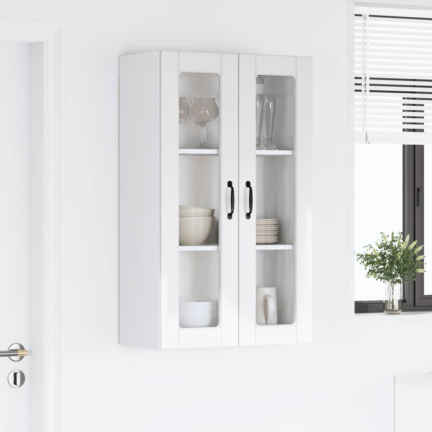 Vegghylle Høyglanset hvit 60 x 31 x 100 cm Konstruert tre
