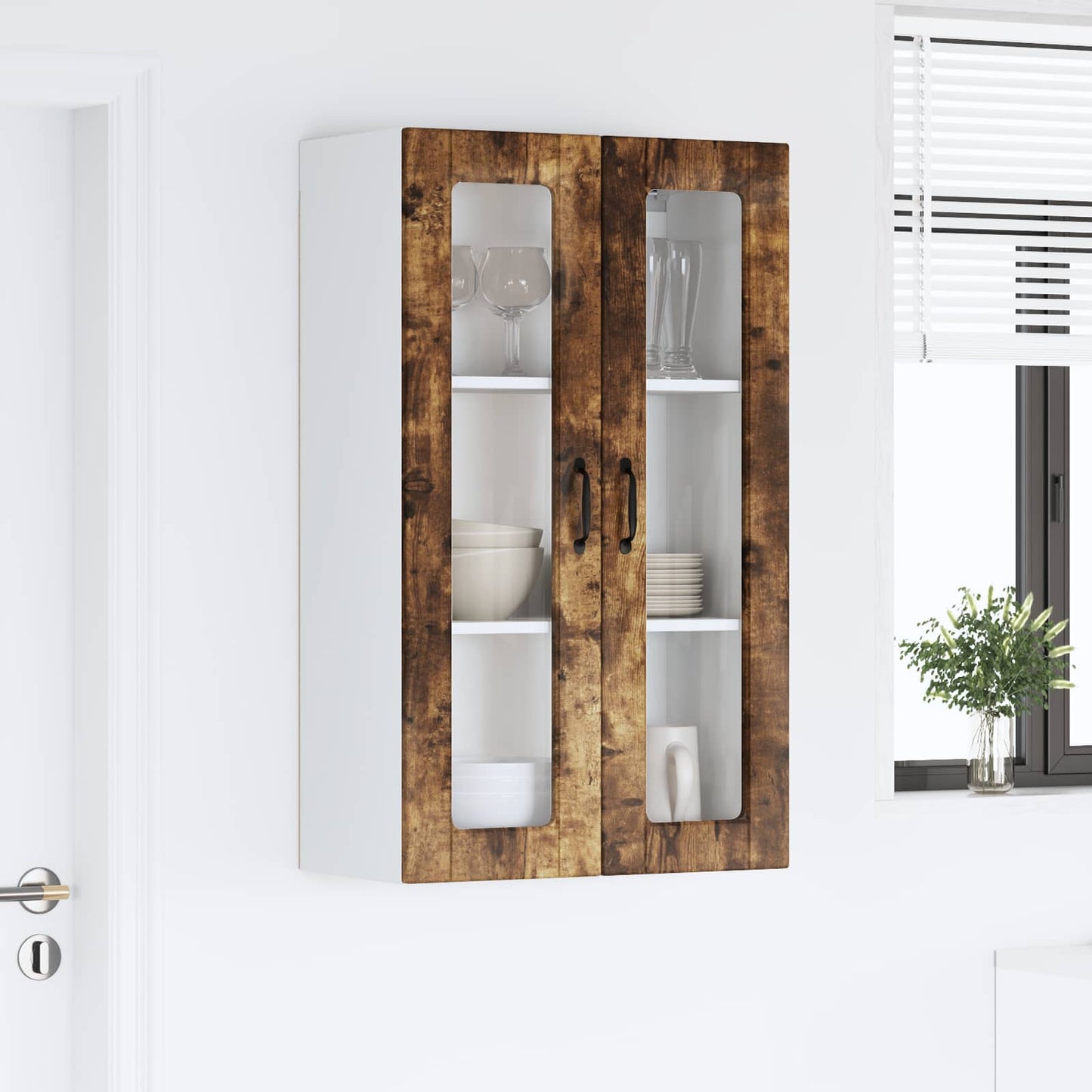 Vegghylle PORTO Røkt eik 60 x 31 x 100 cm Konstruert tre