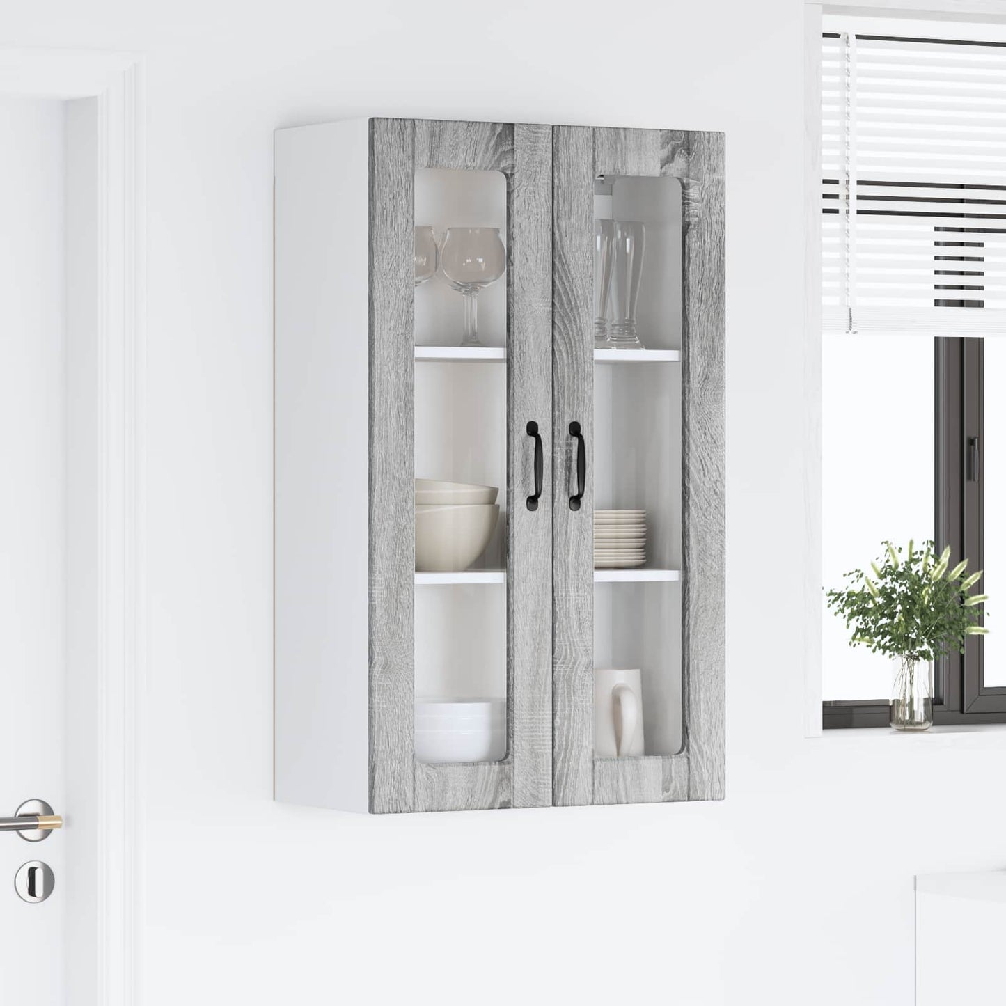 Vegghylle PORTO Grå Sonoma 60 x 31 x 100 cm Konstruert tre