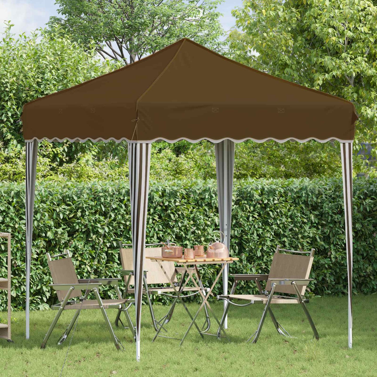 Pop-up Festtelt 195 x 195 x 245 cm Gråbrun Oxford Stoff