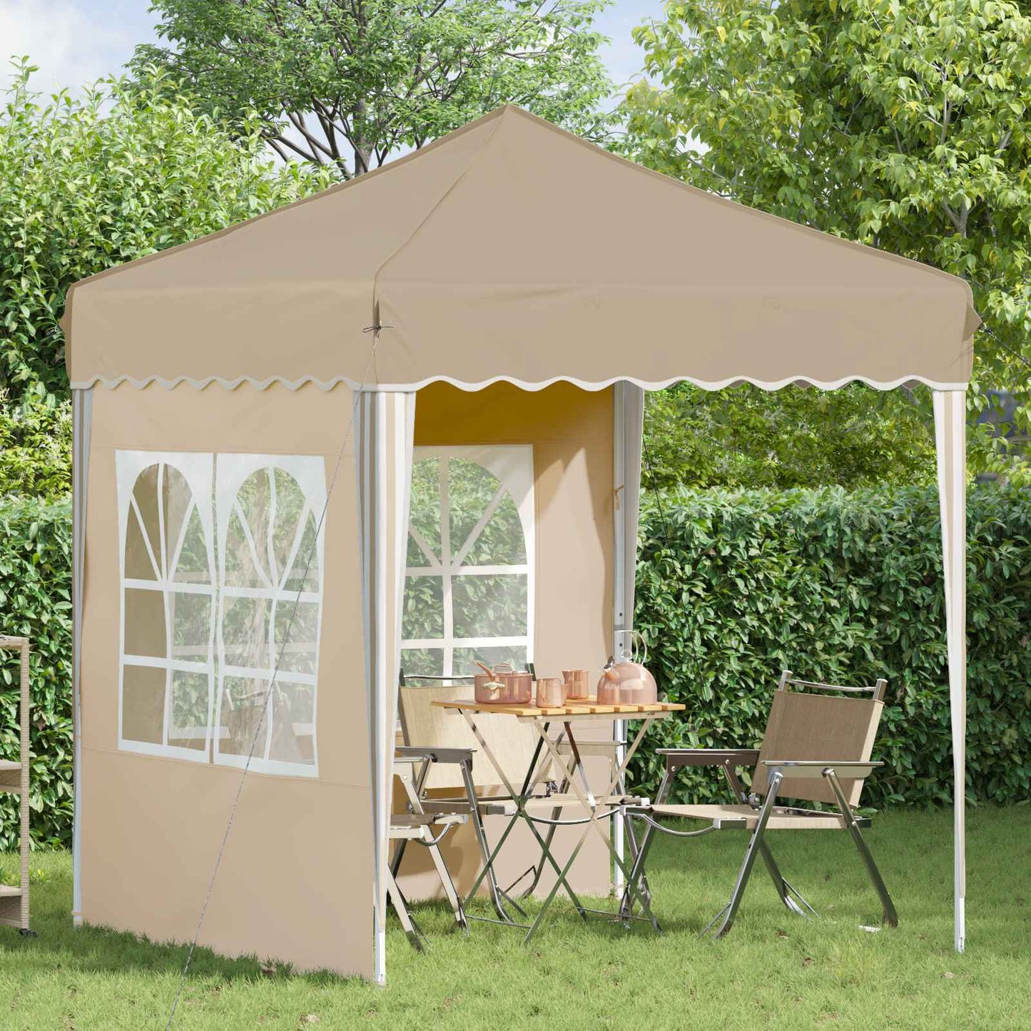 Pop-up Festtelt 195 x 195 x 245 cm Krem Oxford Stoff