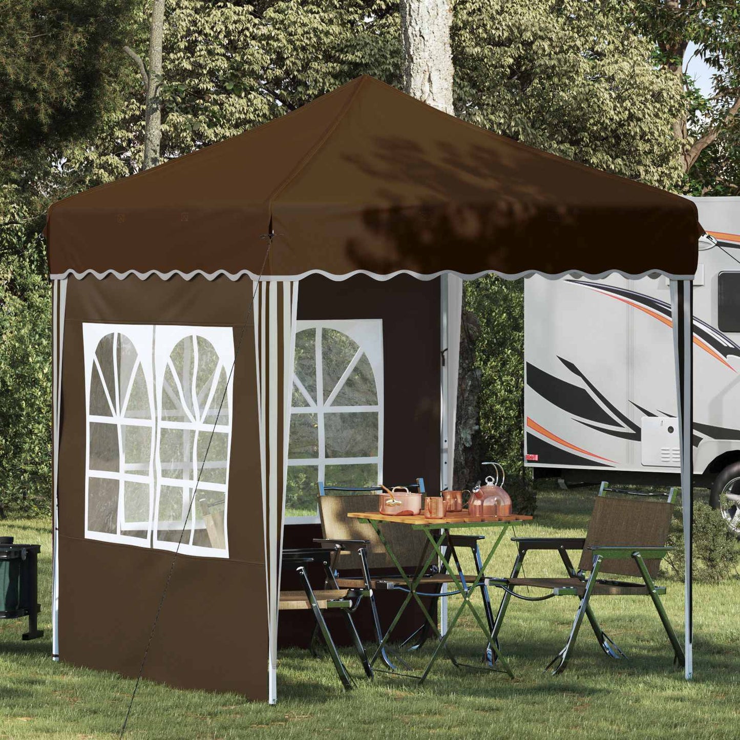 Pop-up Festtelt 195 x 195 x 245 cm Gråbrun Oxford Stoff