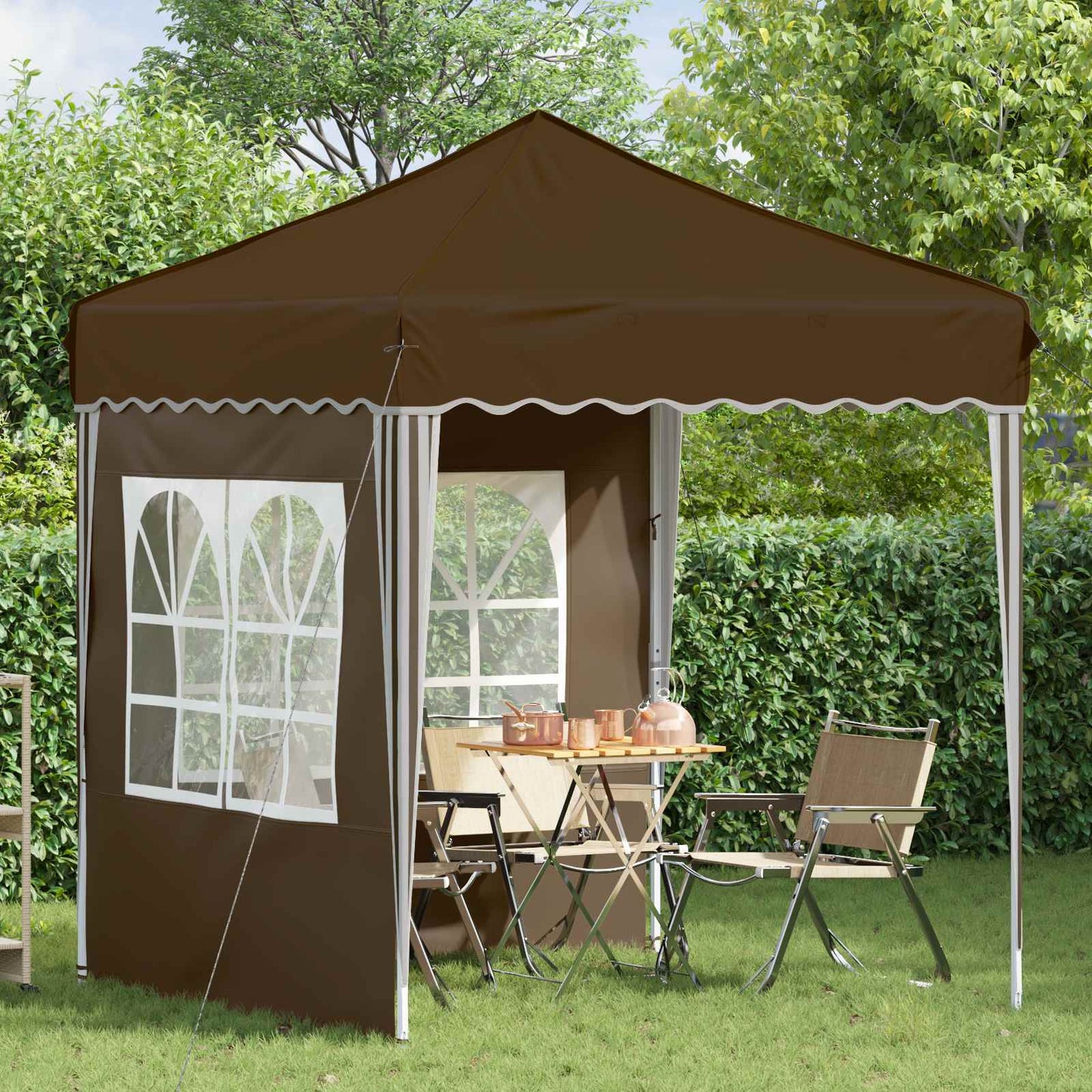 Pop-up Festtelt 195 x 195 x 245 cm Gråbrun Oxford Stoff