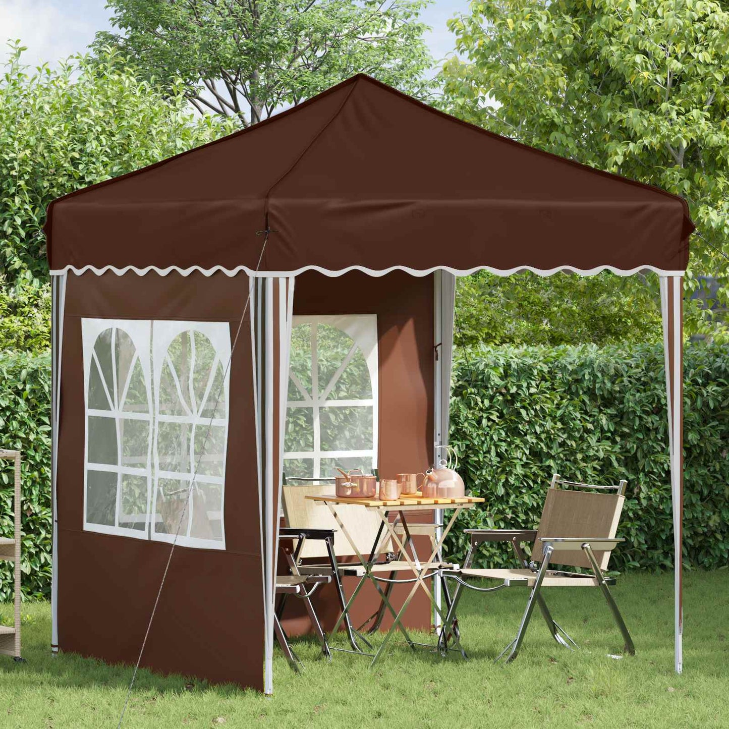 Pop-up Festtelt 195 x 195 x 245 cm Brun Oxford Stoff