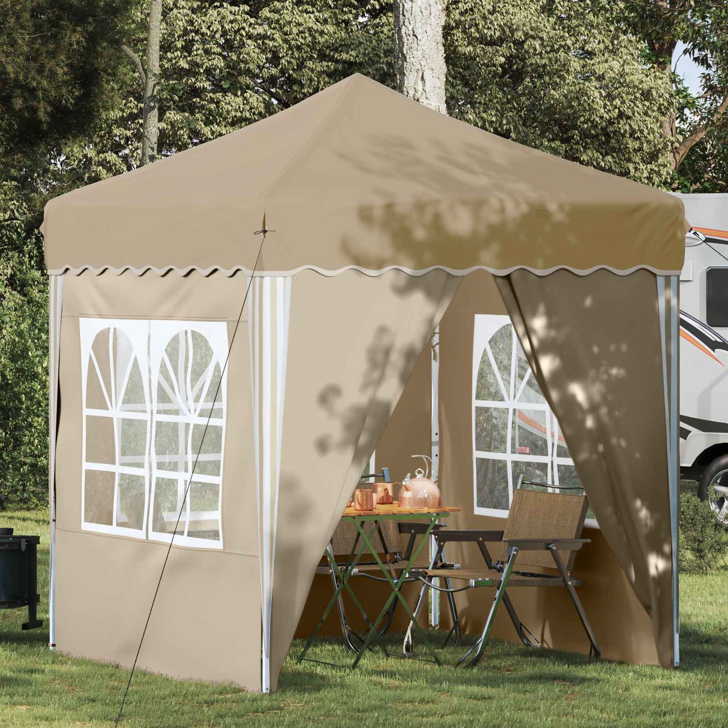 Pop-up Festtelt 195 x 195 x 245 cm Krem Oxford Stoff