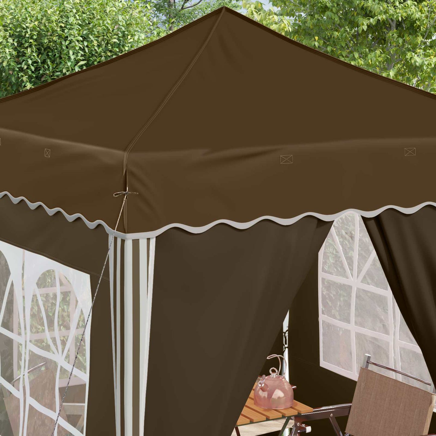 Pop-up Festtelt 195 x 195 x 245 cm Gråbrun Oxford Stoff