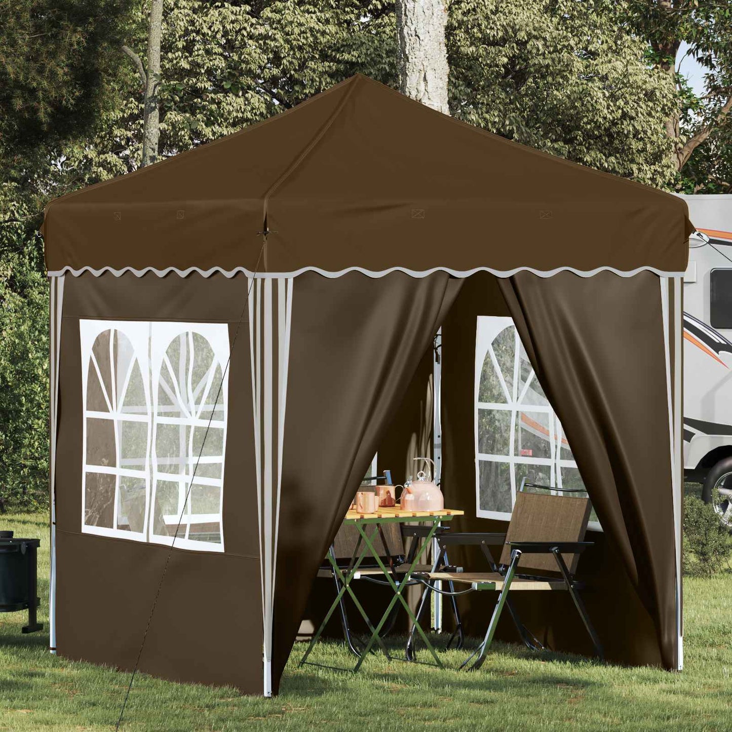 Pop-up Festtelt 195 x 195 x 245 cm Gråbrun Oxford Stoff