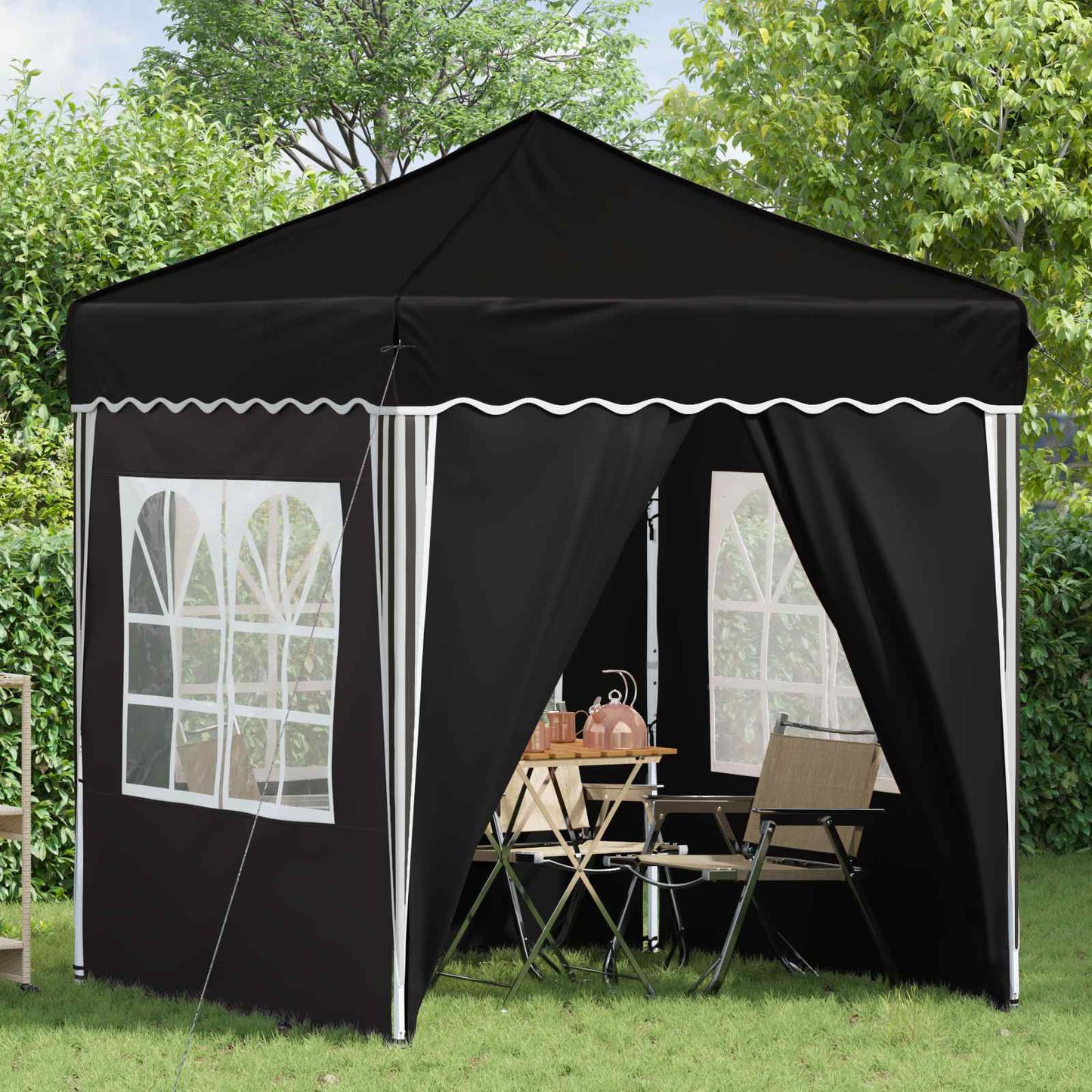 Pop-up Festtelt 195 x 195 x 245 cm Svart Oxford Stoff