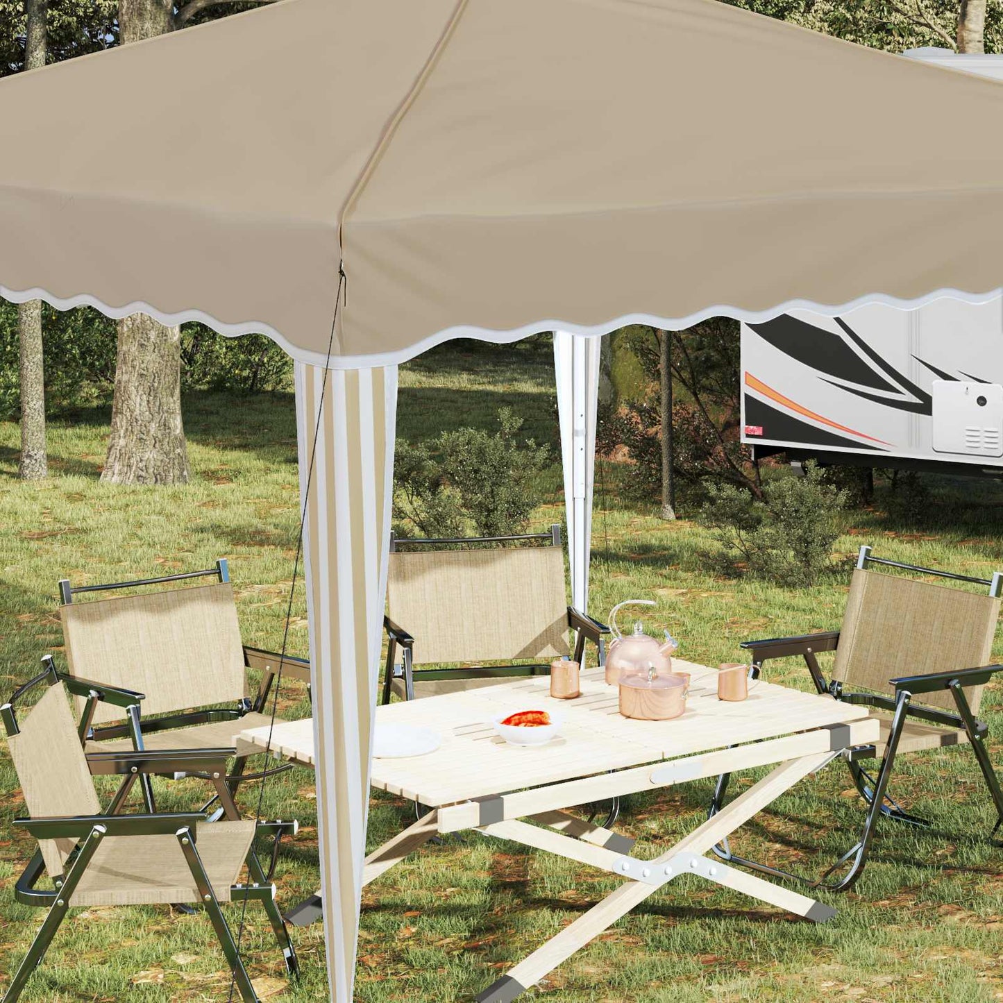 Pop-up Festtelt 288 x 288 x 245 cm Krem Oxford Stoff
