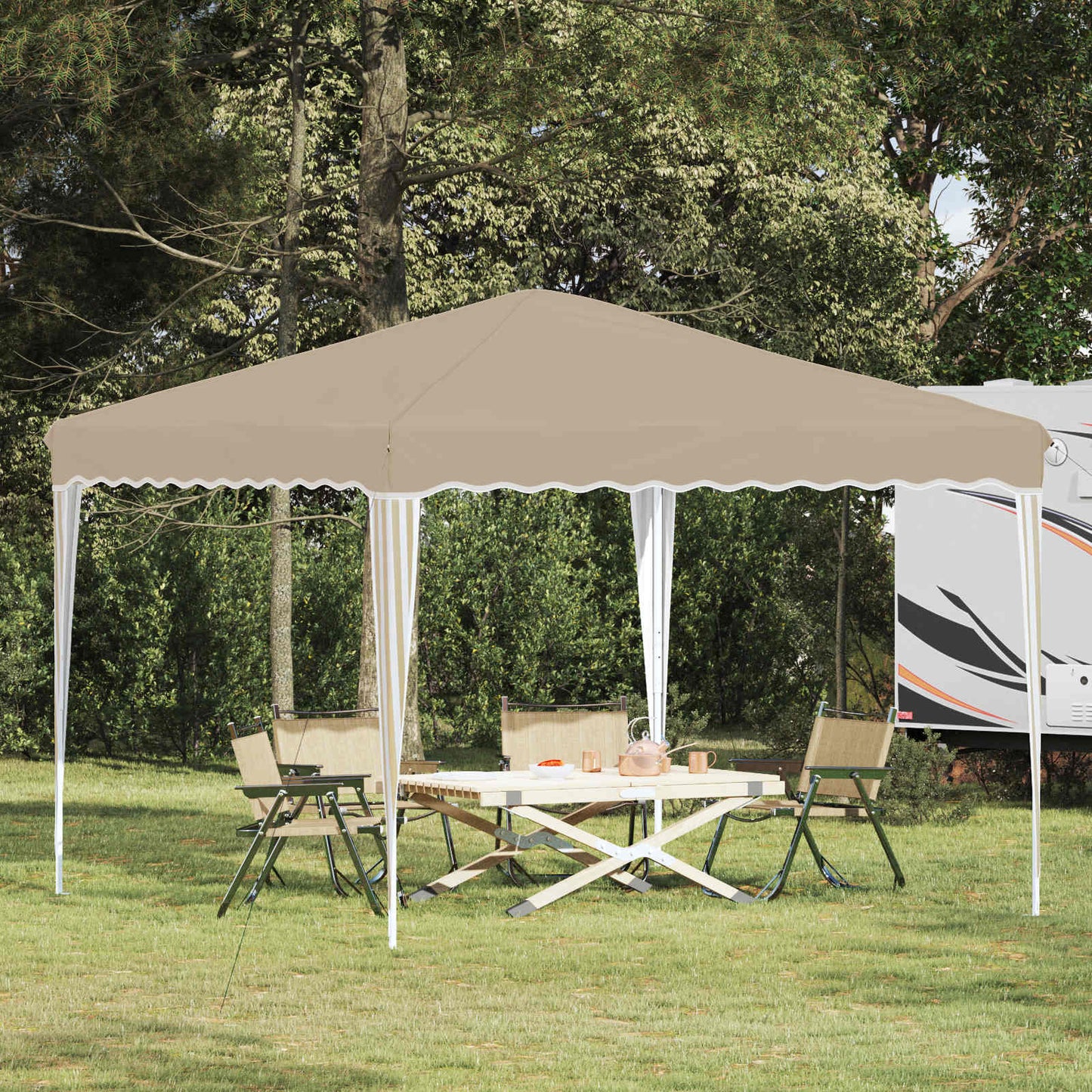 Pop-up Festtelt 288 x 288 x 245 cm Krem Oxford Stoff