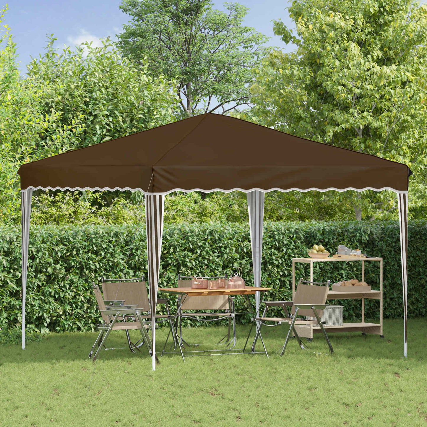 Pop-up Festtelt 288 x 288 x 245 cm Gråbrun Oxford Stoff