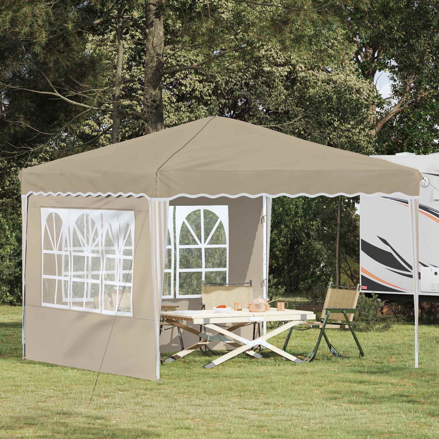 Pop-up Festtelt 288 x 288 x 245 cm Krem Oxford Stoff
