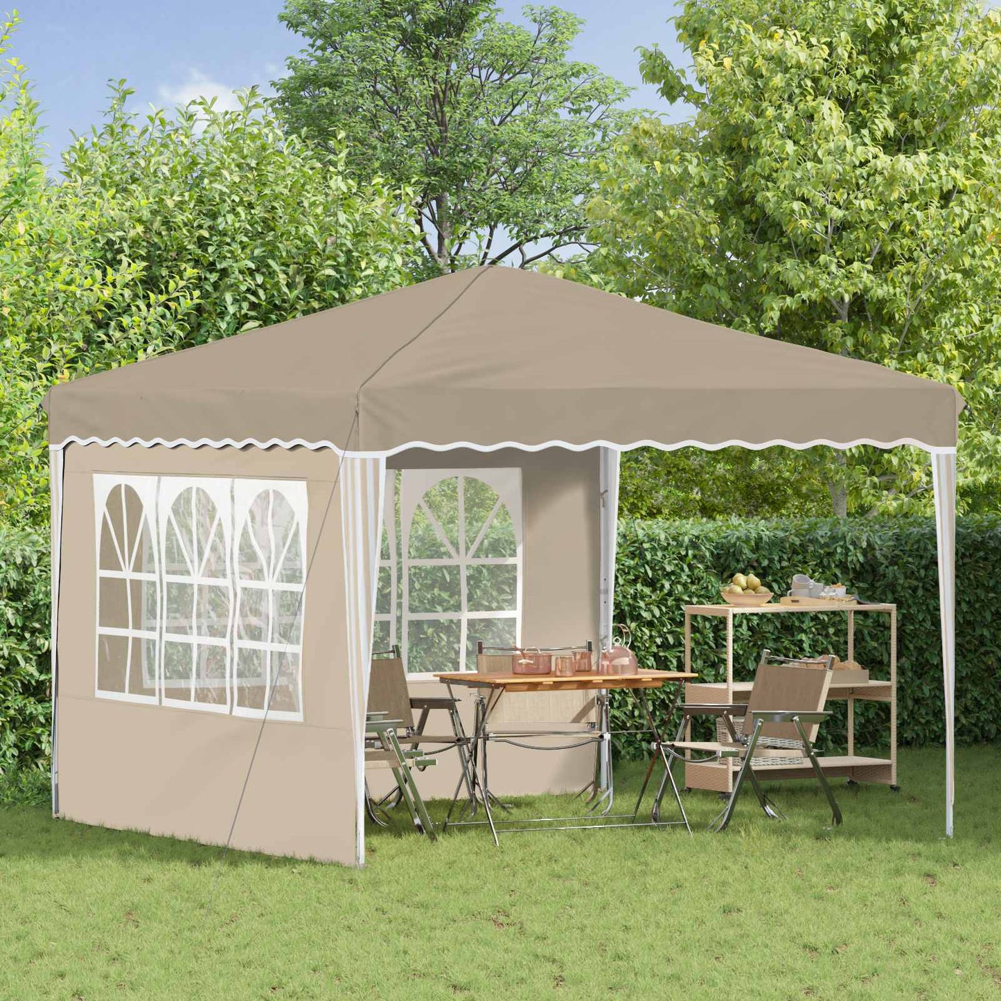 Pop-up Festtelt 288 x 288 x 245 cm Krem Oxford Stoff