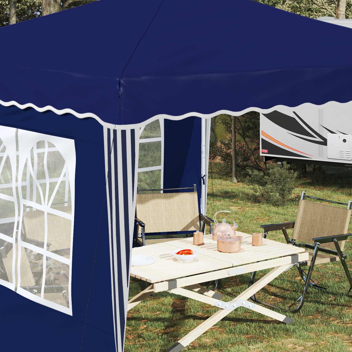 Pop-up Festtelt 288 x 288 x 245 cm Blå Oxford Stoff