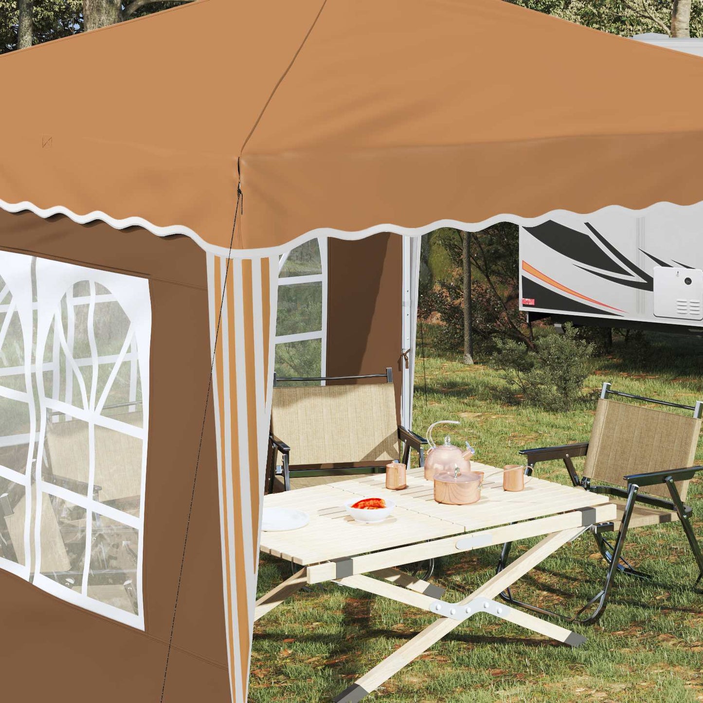 Pop-up Festtelt 288 x 288 x 245 cm Beige Oxford Stoff