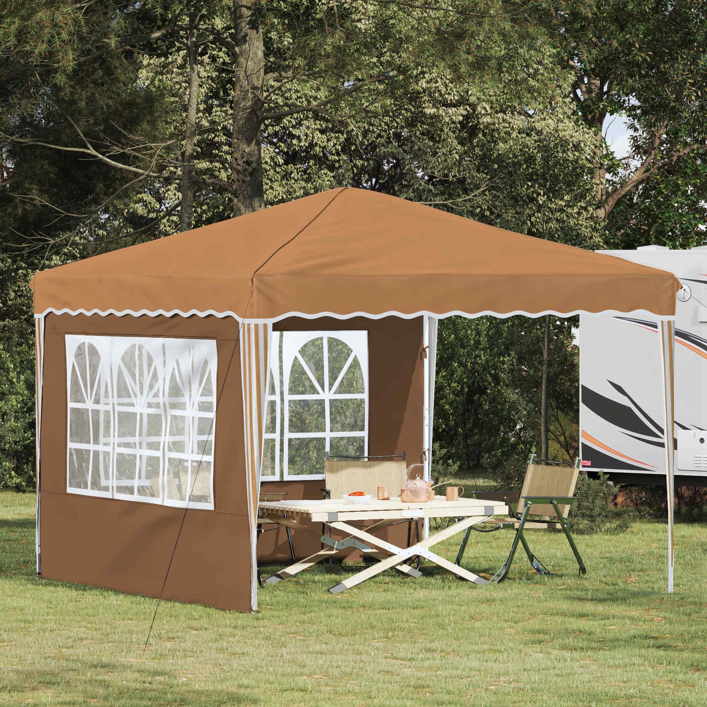 Pop-up Festtelt 288 x 288 x 245 cm Beige Oxford Stoff
