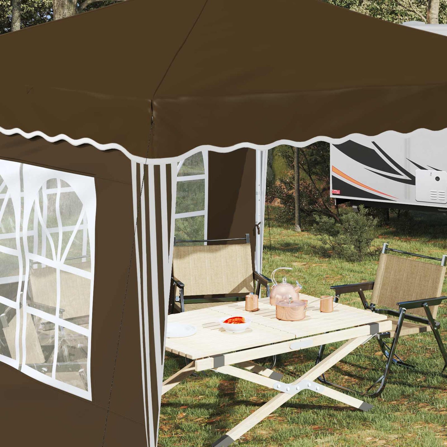 Pop-up Festtelt 288 x 288 x 245 cm Gråbrun Oxford Stoff