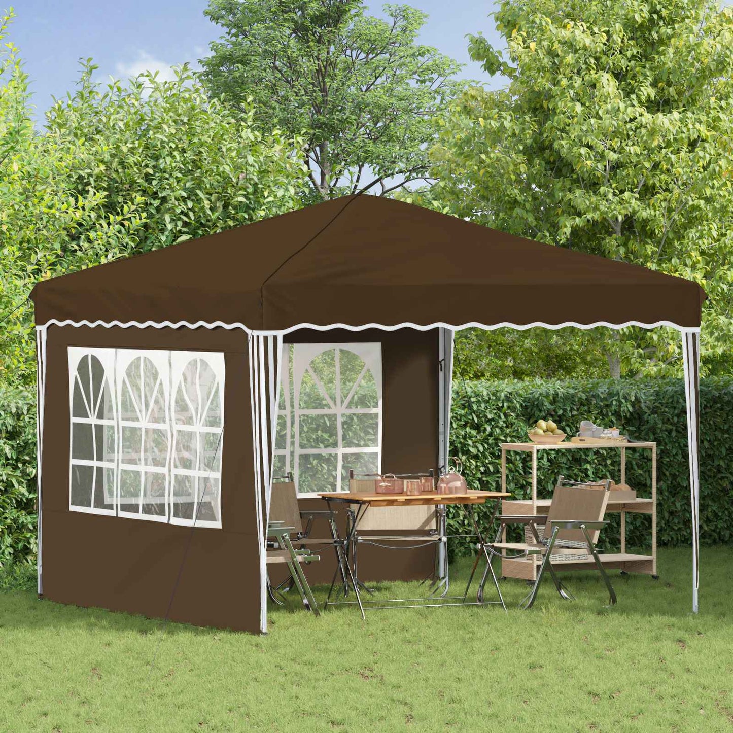 Pop-up Festtelt 288 x 288 x 245 cm Gråbrun Oxford Stoff