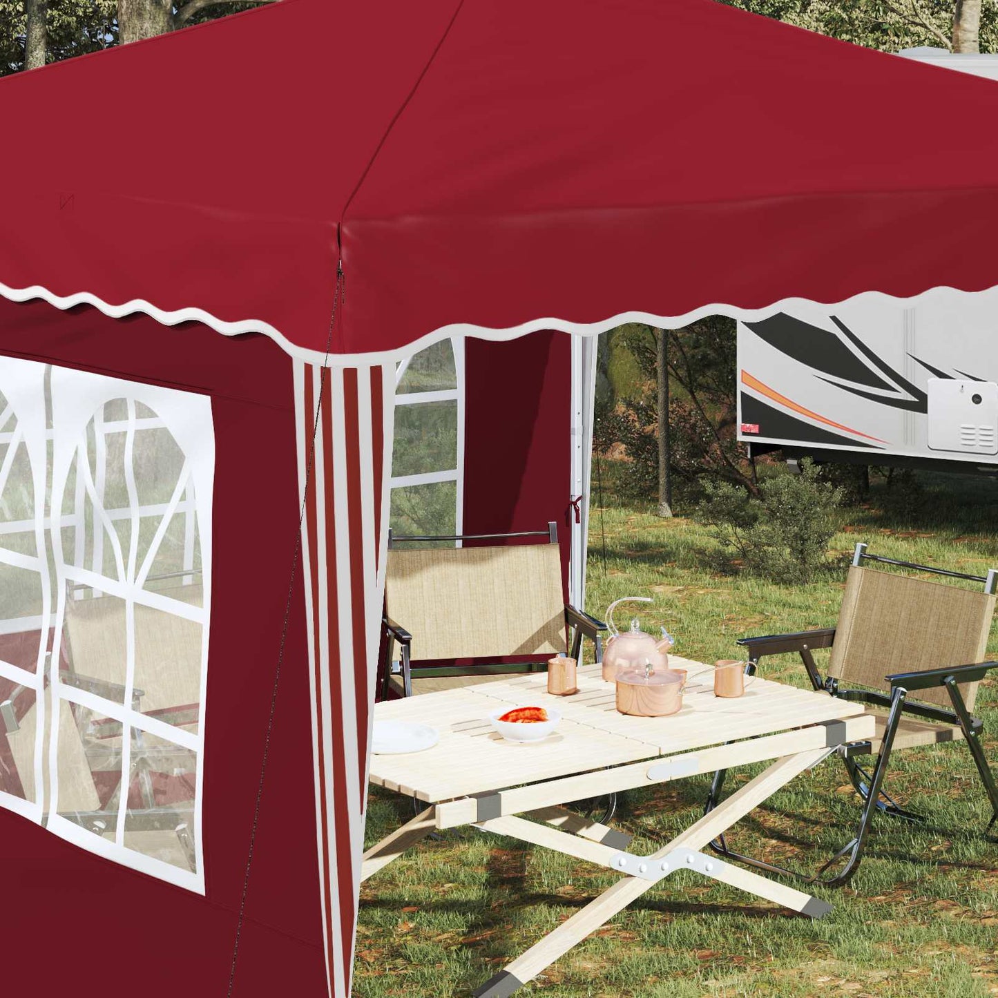 Pop-up Festtelt 288 x 288 x 245 cm Burgunder Oxford Stoff
