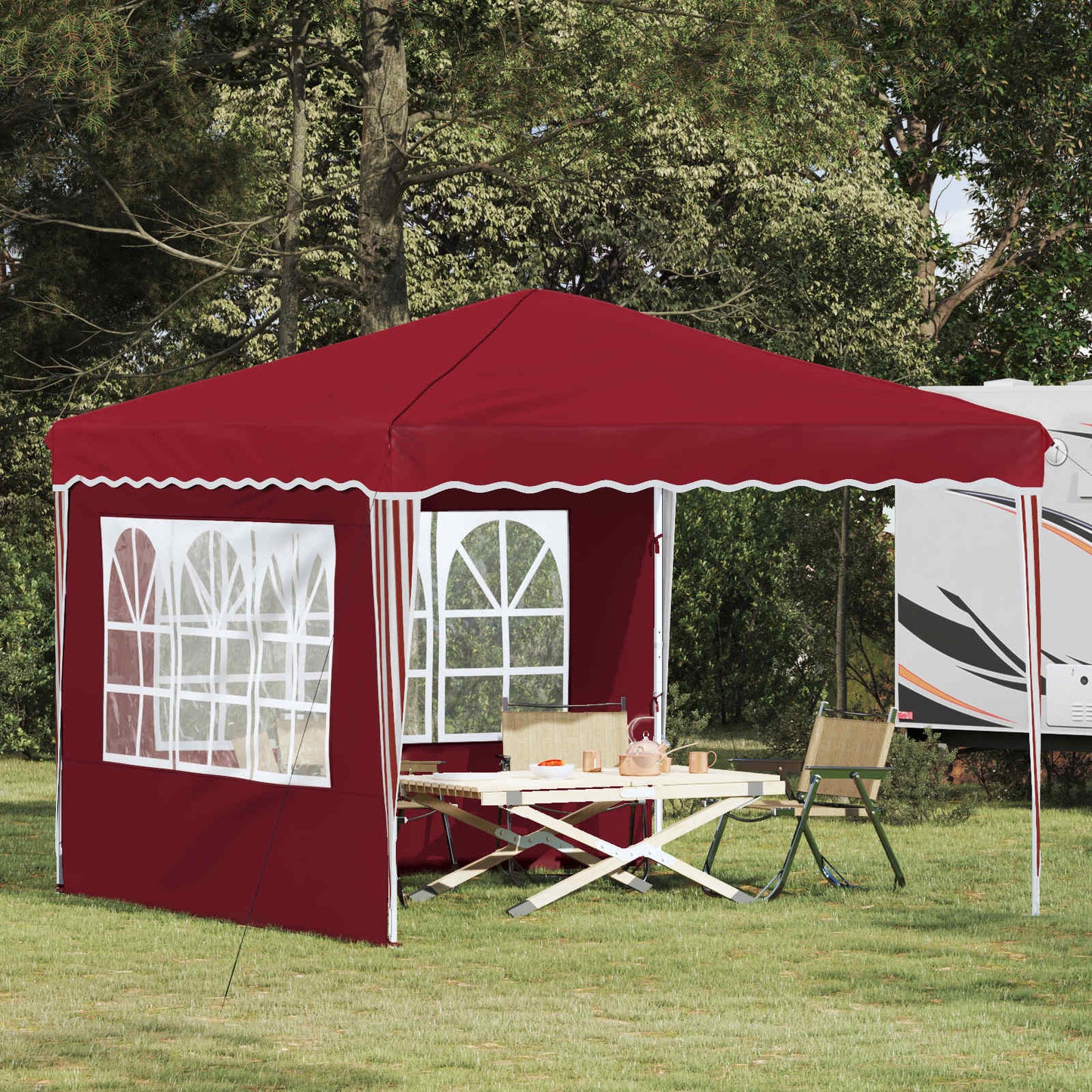 Pop-up Festtelt 288 x 288 x 245 cm Burgunder Oxford Stoff