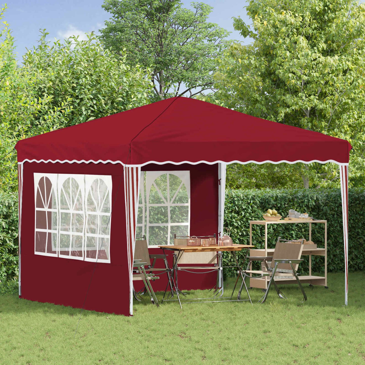 Pop-up Festtelt 288 x 288 x 245 cm Burgunder Oxford Stoff