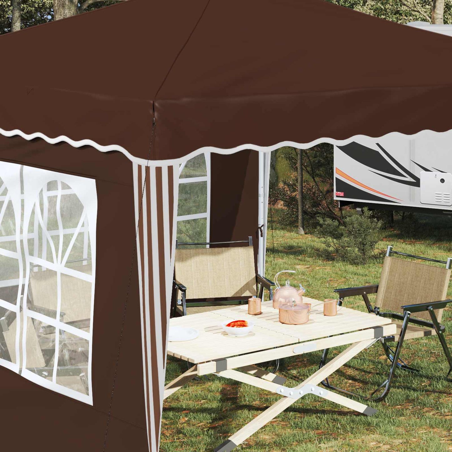 Pop-up Festtelt 288 x 288 x 245 cm Brun Oxford Stoff