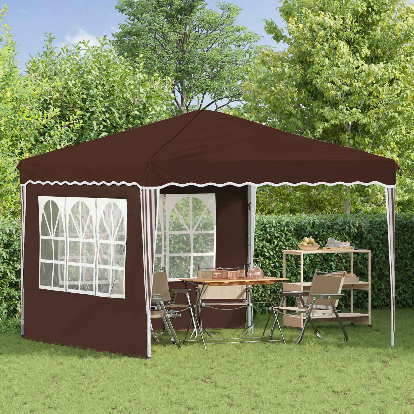 Pop-up Festtelt 288 x 288 x 245 cm Brun Oxford Stoff
