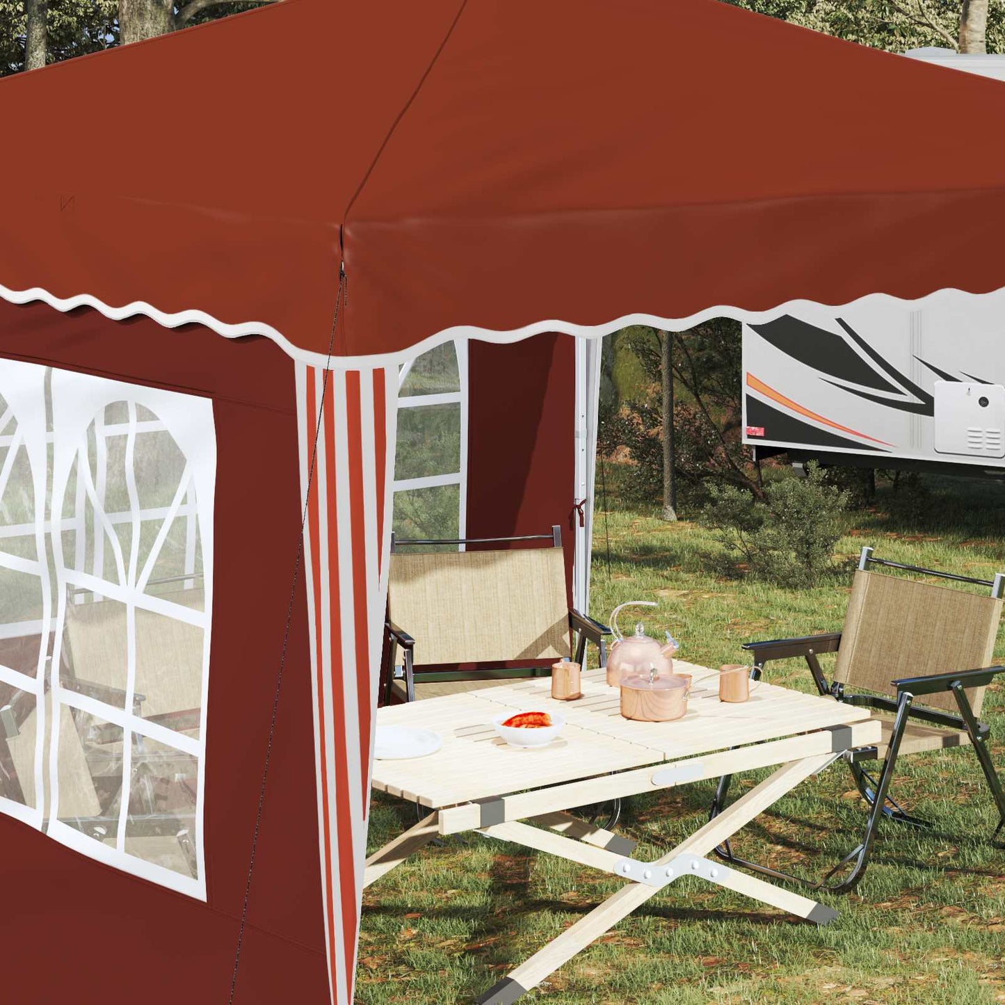 Pop-up Festtelt 288 x 288 x 245 cm Terrakotta Oxford Stoff