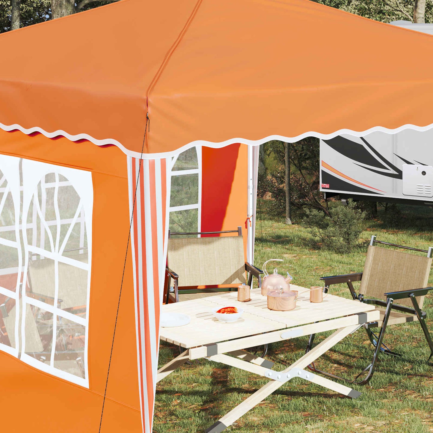 Pop-up Festtelt 288 x 288 x 245 cm Oransje Oxford Stoff
