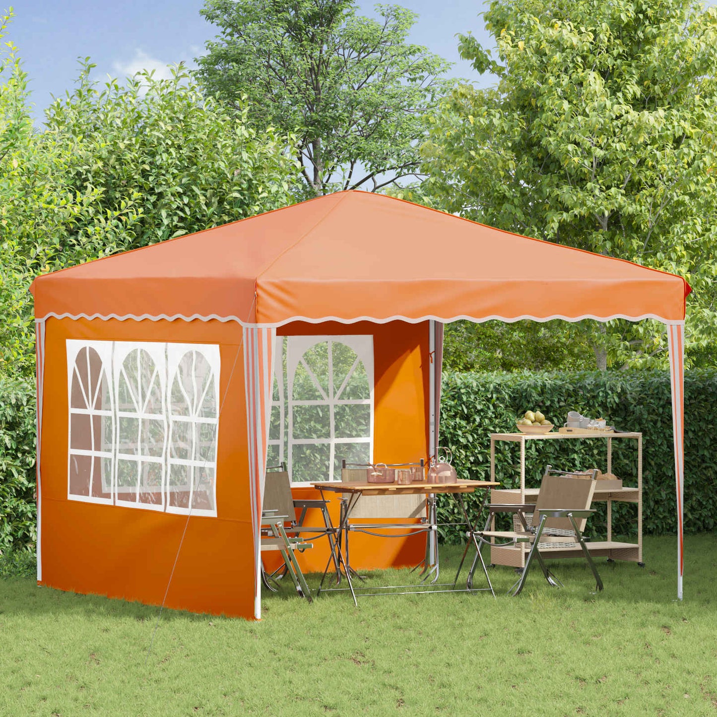 Pop-up Festtelt 288 x 288 x 245 cm Oransje Oxford Stoff