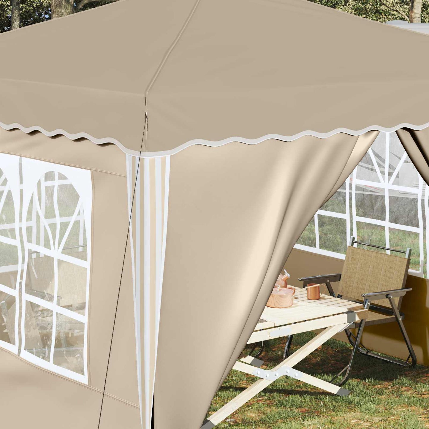 Pop-up Festtelt 288 x 288 x 245 cm Krem Oxford Stoff