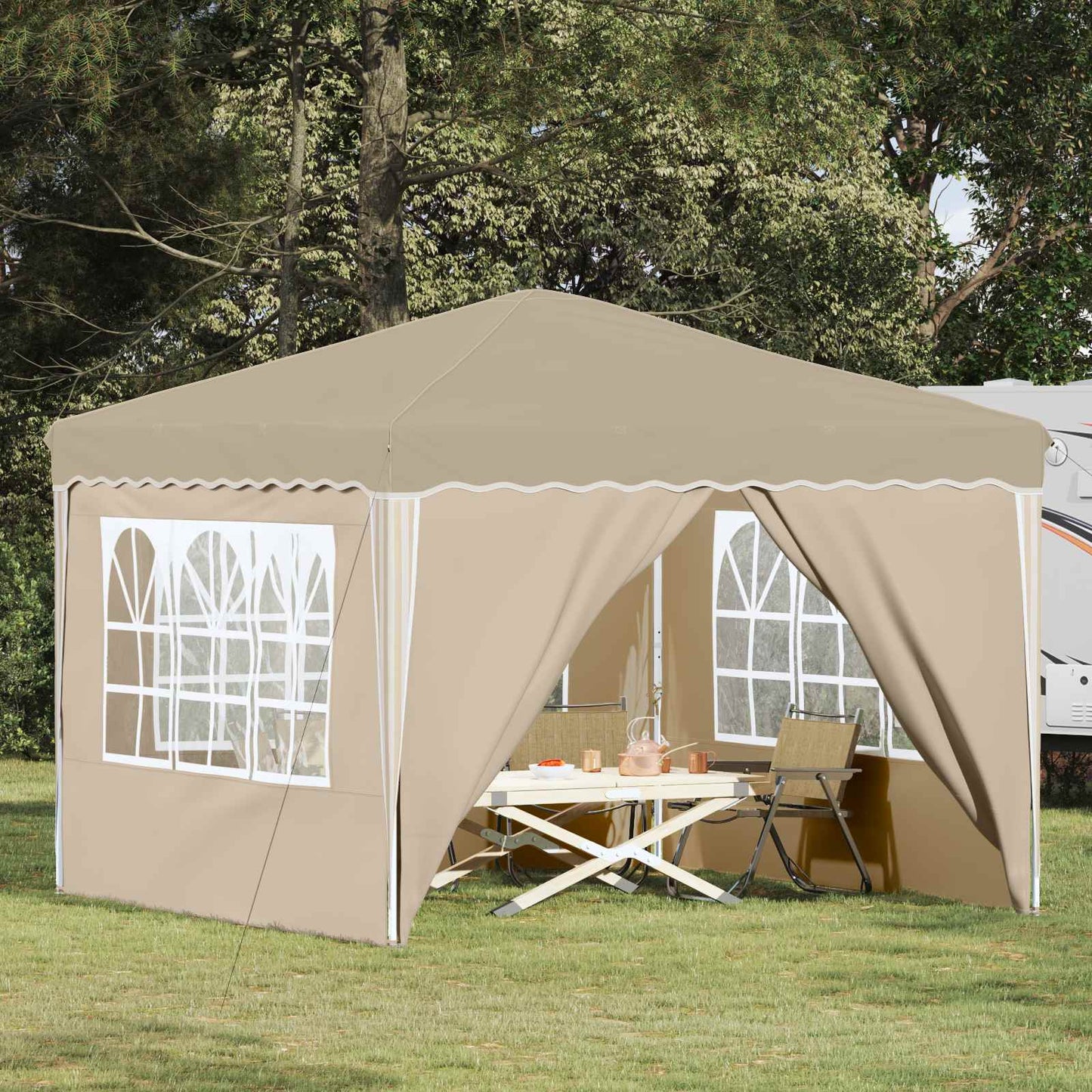 Pop-up Festtelt 288 x 288 x 245 cm Krem Oxford Stoff