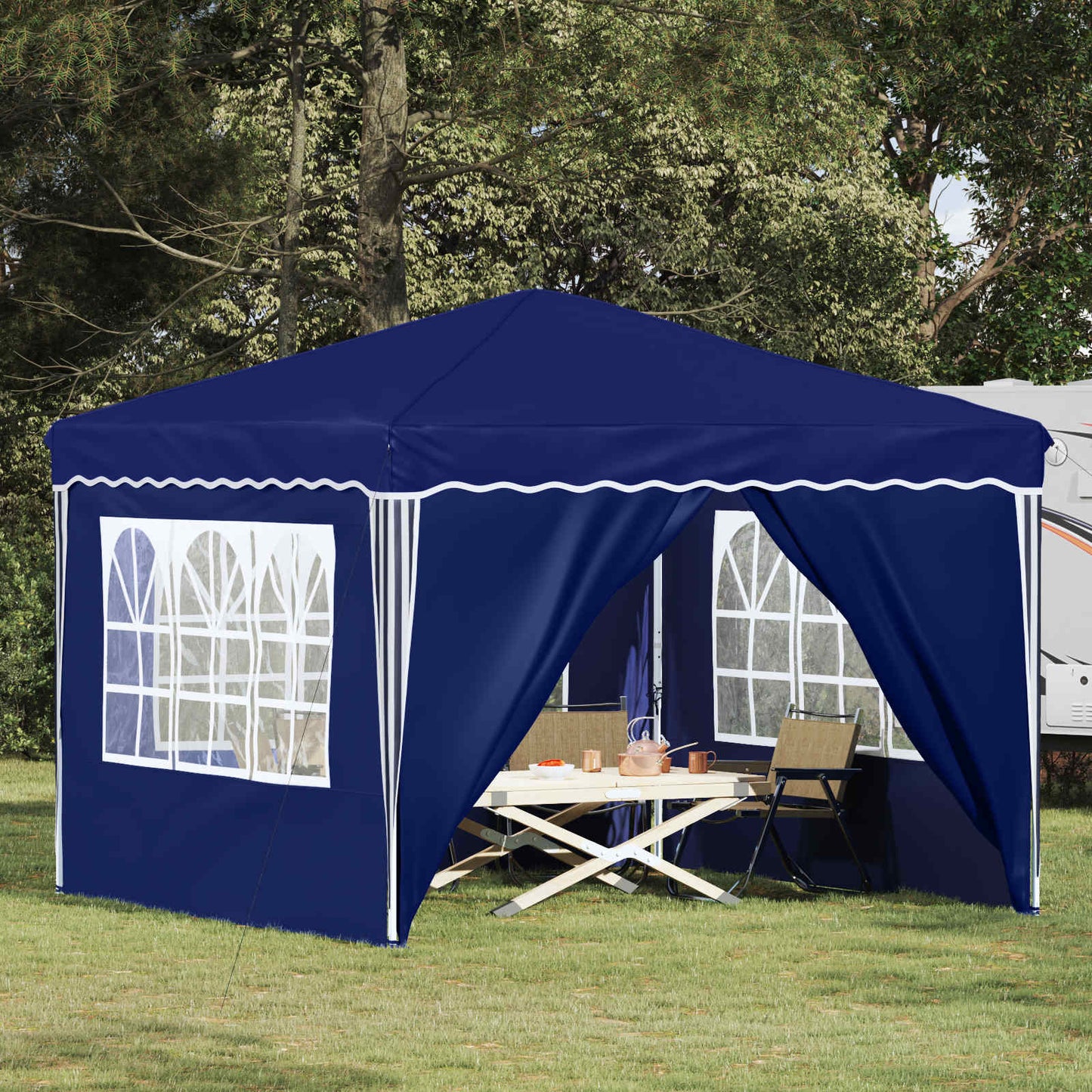Pop-up Festtelt 288 x 288 x 245 cm Blå Oxford Stoff