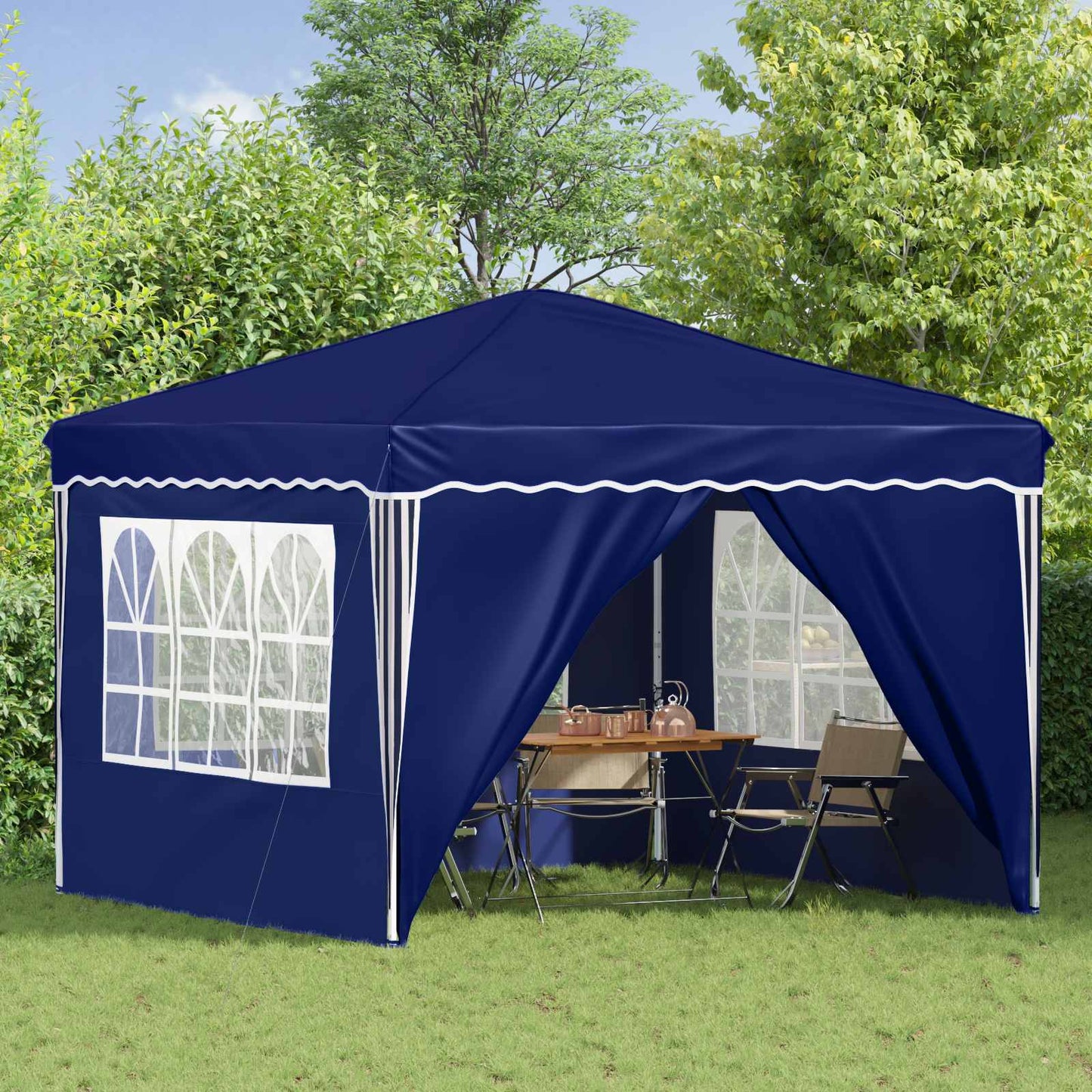 Pop-up Festtelt 288 x 288 x 245 cm Blå Oxford Stoff