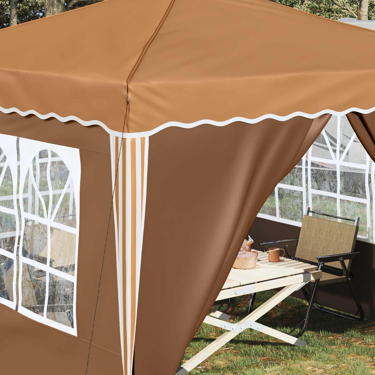 Pop-up Festtelt 288 x 288 x 245 cm Beige Oxford Stoff