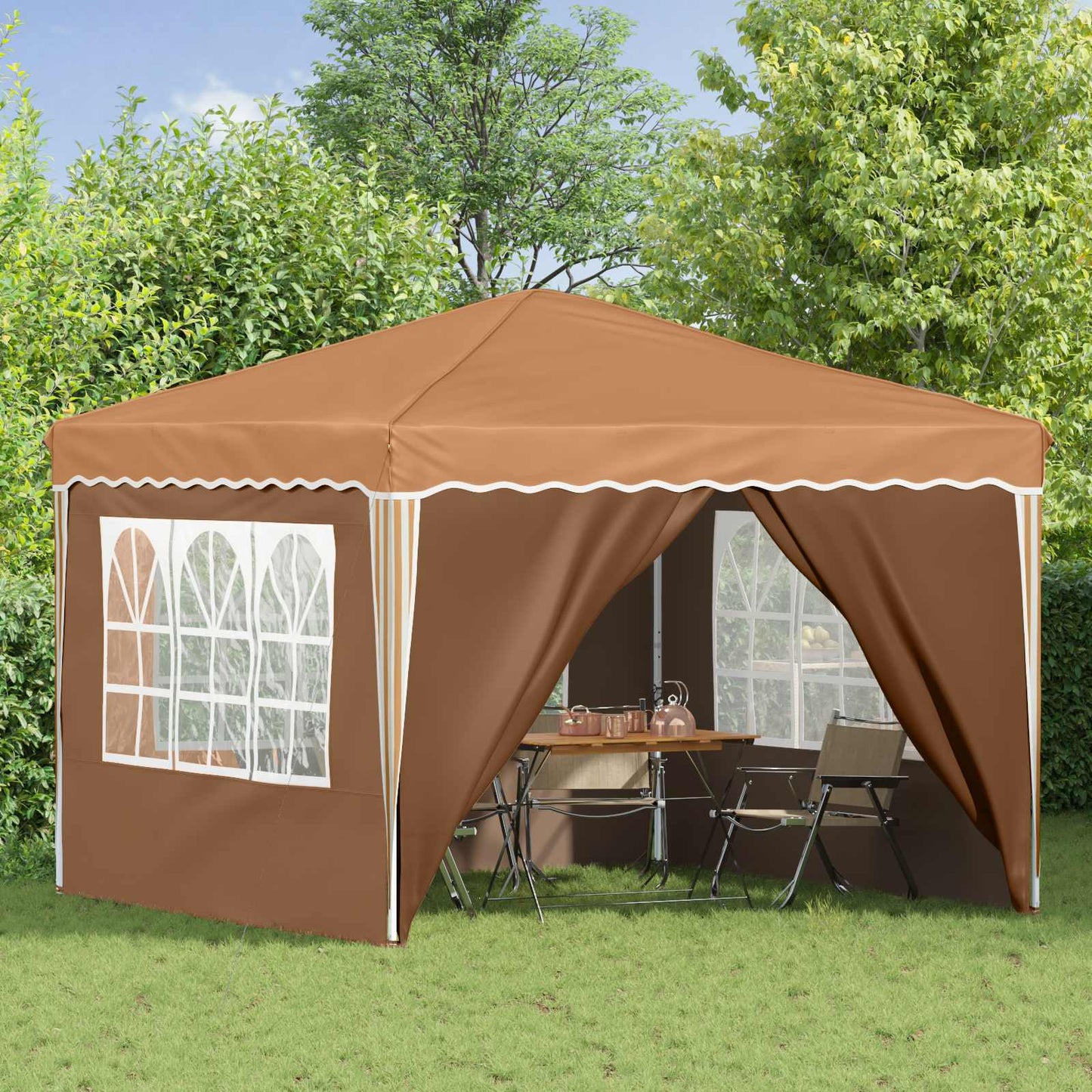 Pop-up Festtelt 288 x 288 x 245 cm Beige Oxford Stoff