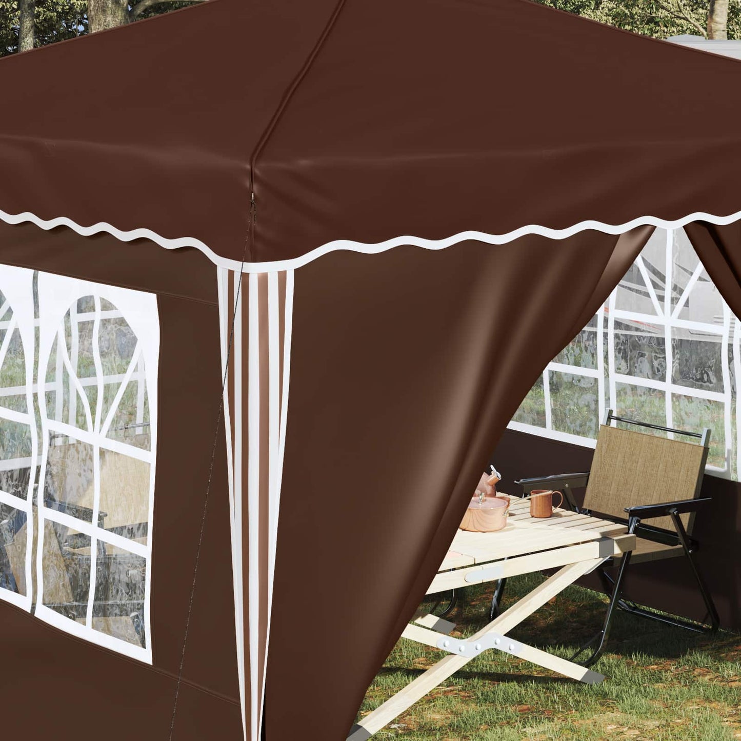 Pop-up Festtelt 288 x 288 x 245 cm Brun Oxford Stoff