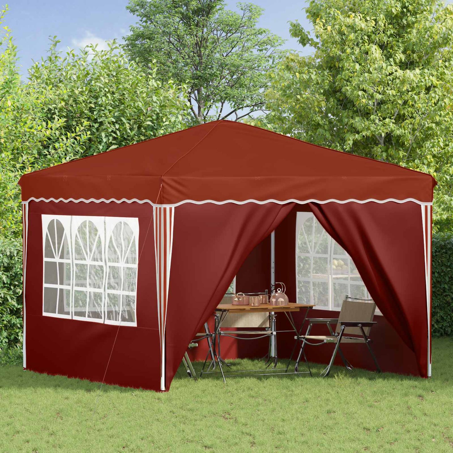 Pop-up Festtelt 288 x 288 x 245 cm Terrakotta Oxford Stoff