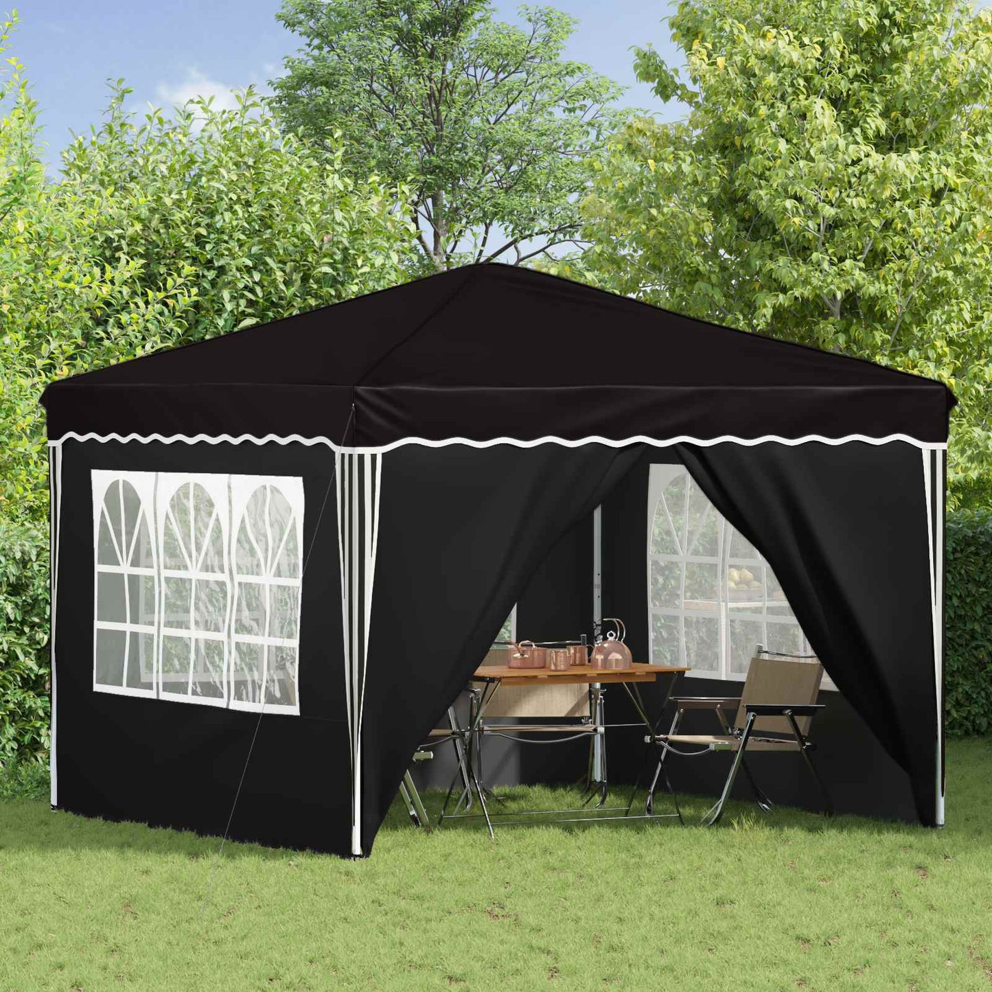 Pop-up Festtelt 288 x 288 x 245 cm Svart Oxford Stoff