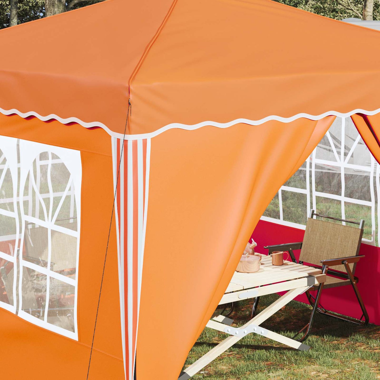Pop-up Festtelt 288 x 288 x 245 cm Oransje Oxford Stoff