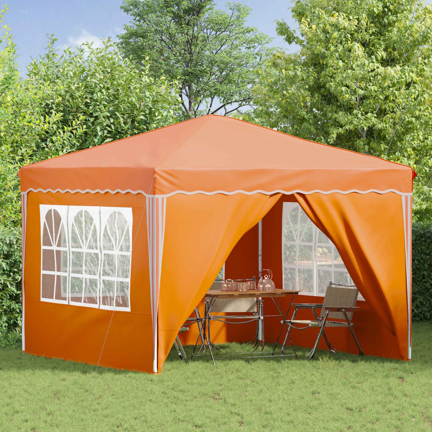 Pop-up Festtelt 288 x 288 x 245 cm Oransje Oxford Stoff