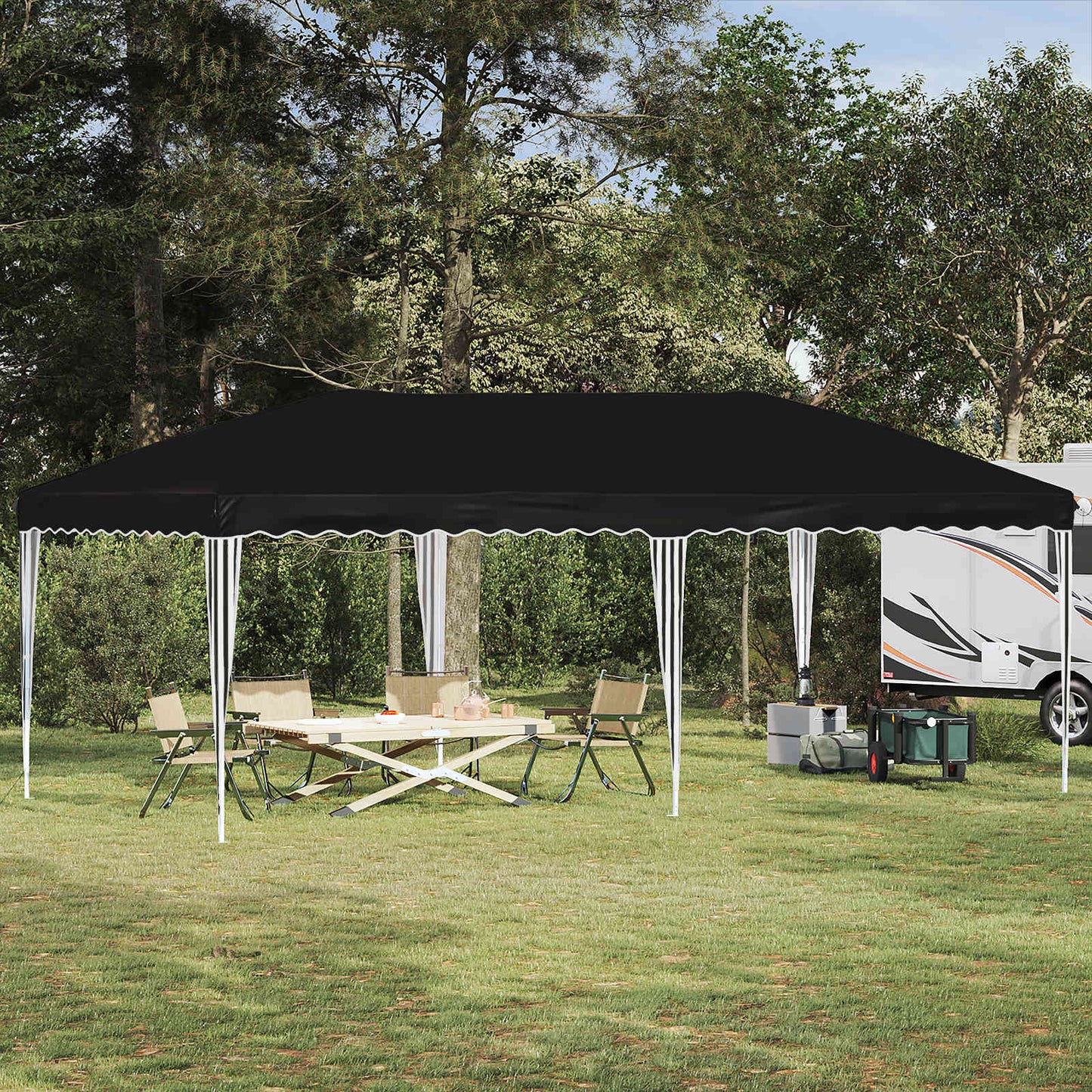 Pop-up Festtelt 575 x 290 x 245 cm Svart