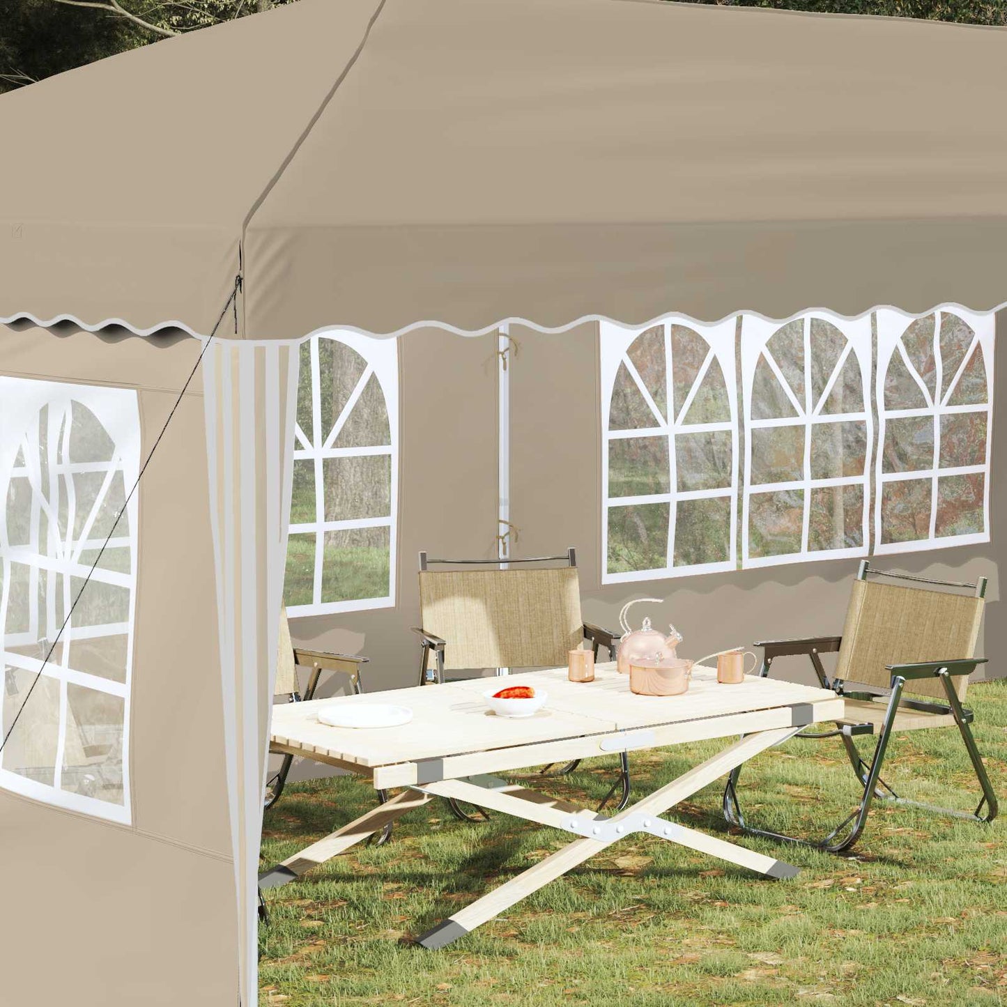 Pop-up Festtelt 575 x 289 x 245 cm Krem