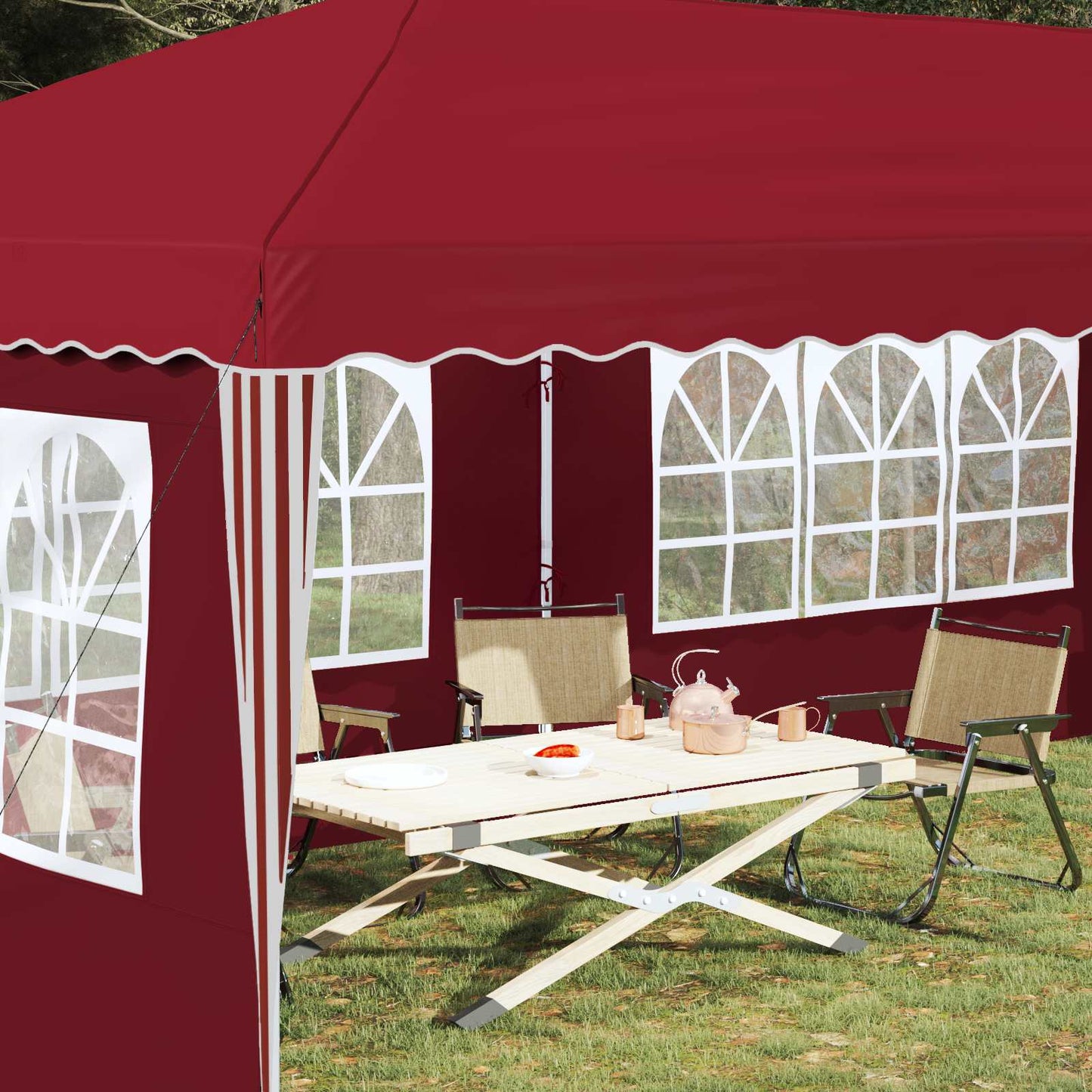 Pop-up Festtelt 575 x 289 x 245 cm Burgunder