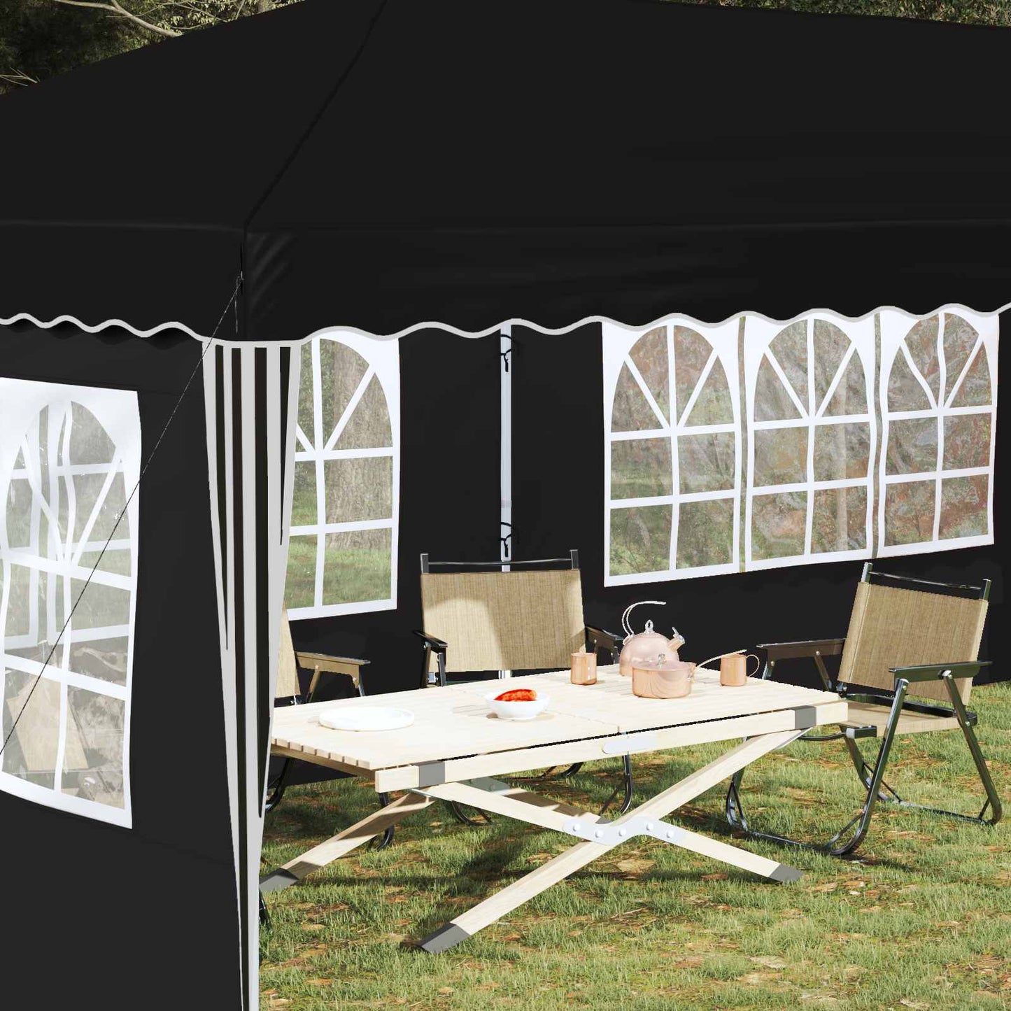 Pop-up Festtelt 575 x 289 x 245 cm Svart