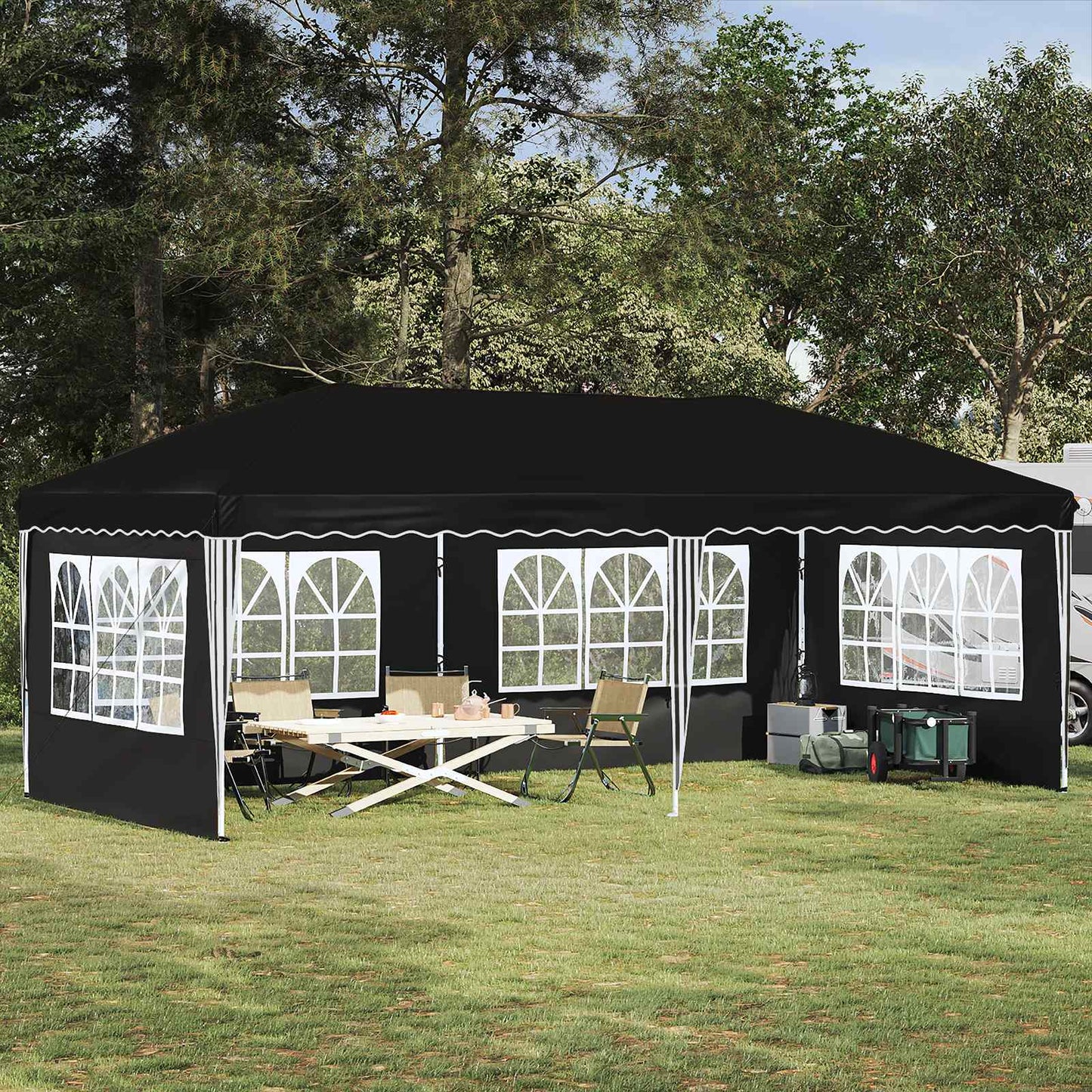 Pop-up Festtelt 575 x 289 x 245 cm Svart