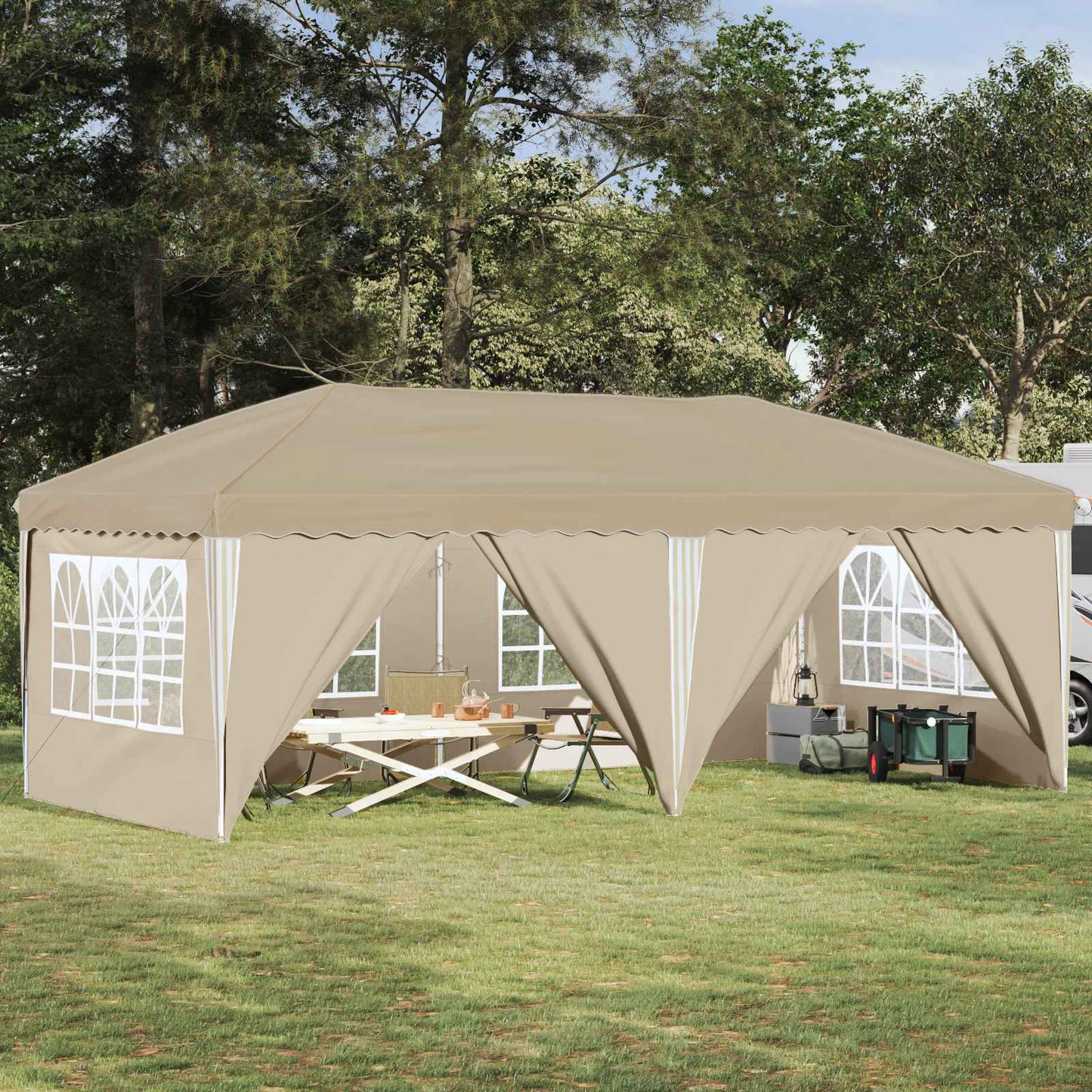 Pop-up Festtelt 575 x 288 x 245 cm Krem