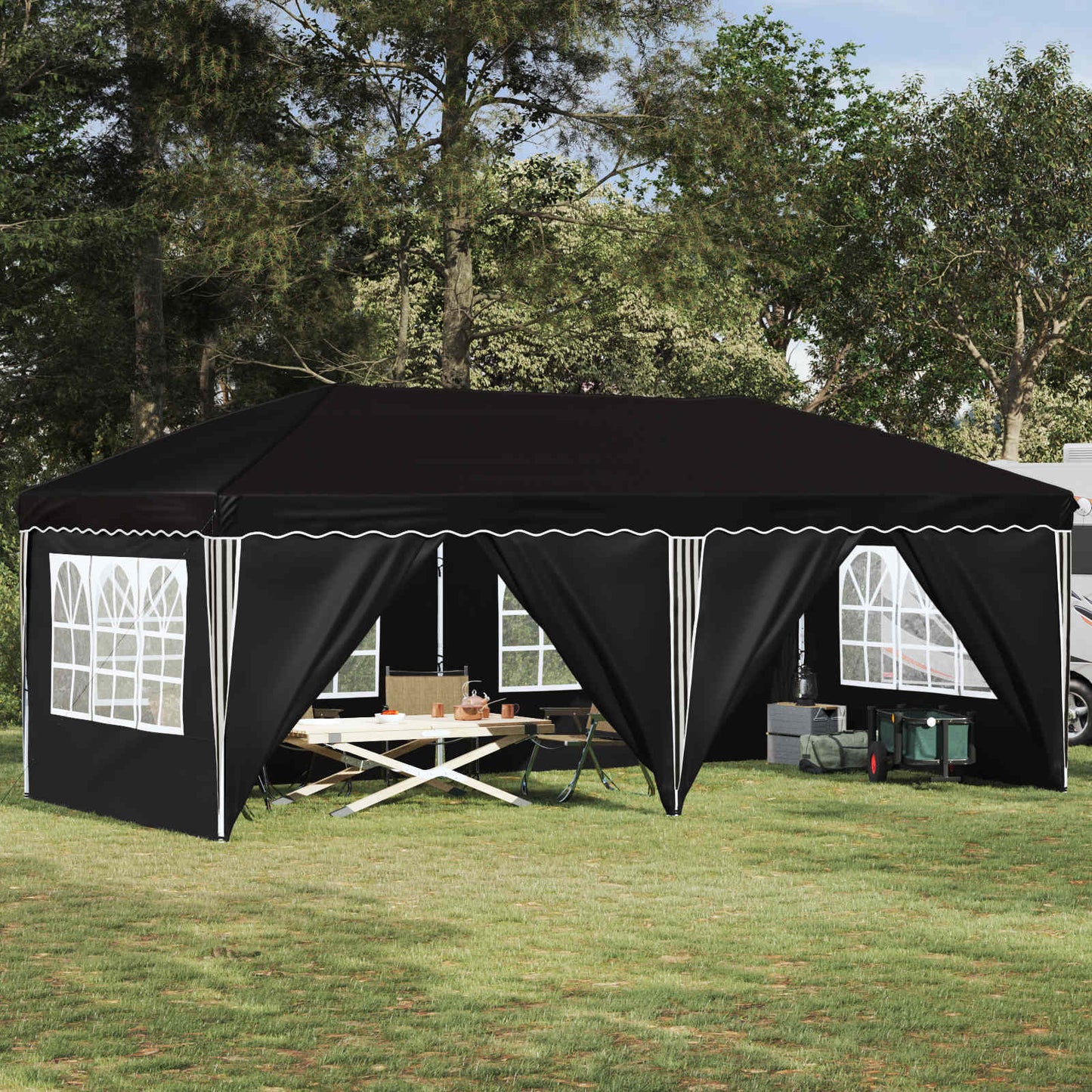 Pop-up Festtelt 575 x 288 x 245 cm Svart