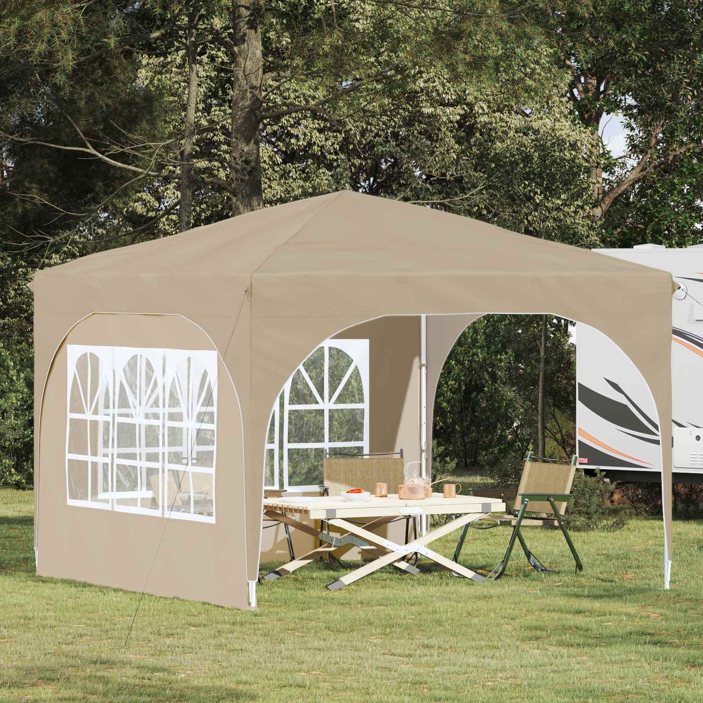 Pop-up Festtelt 290 x 290 x 245 cm Krem