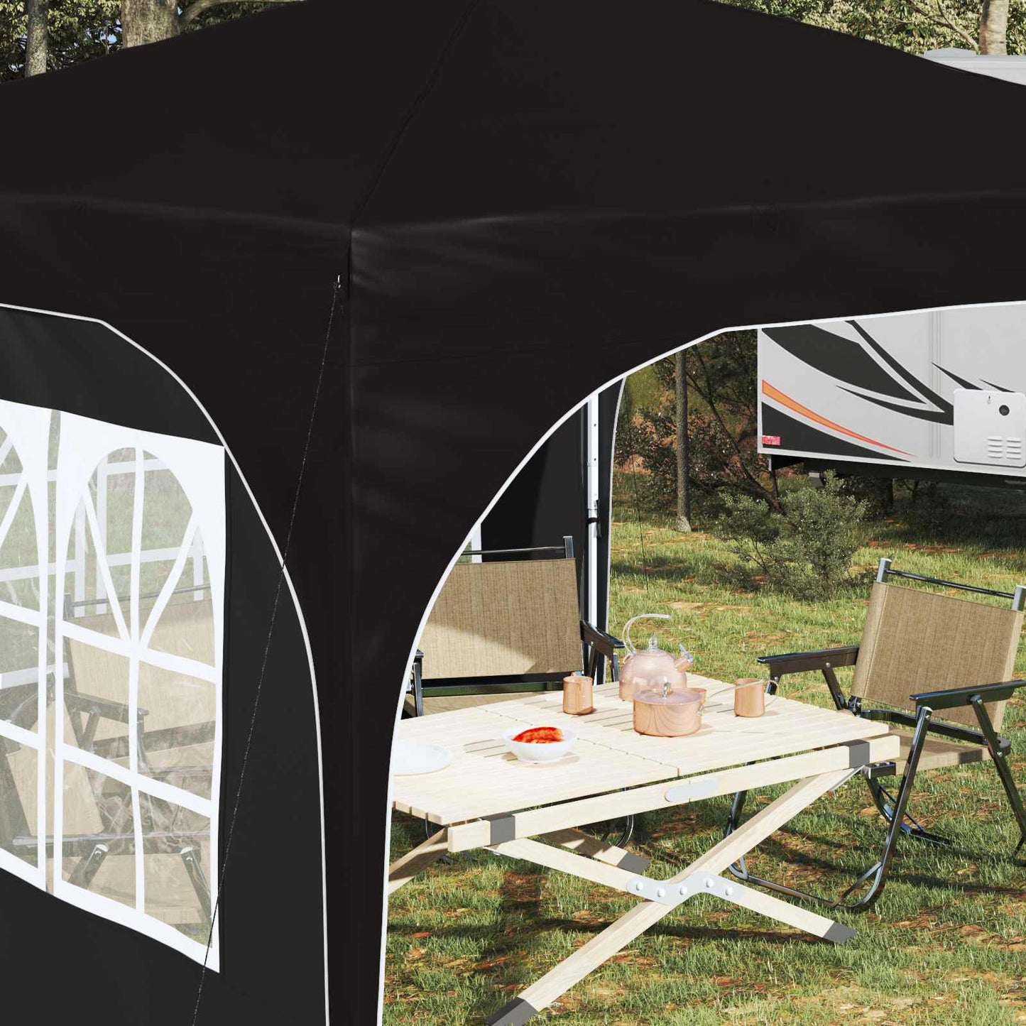 Pop-up Festtelt 290 x 290 x 245 cm Svart